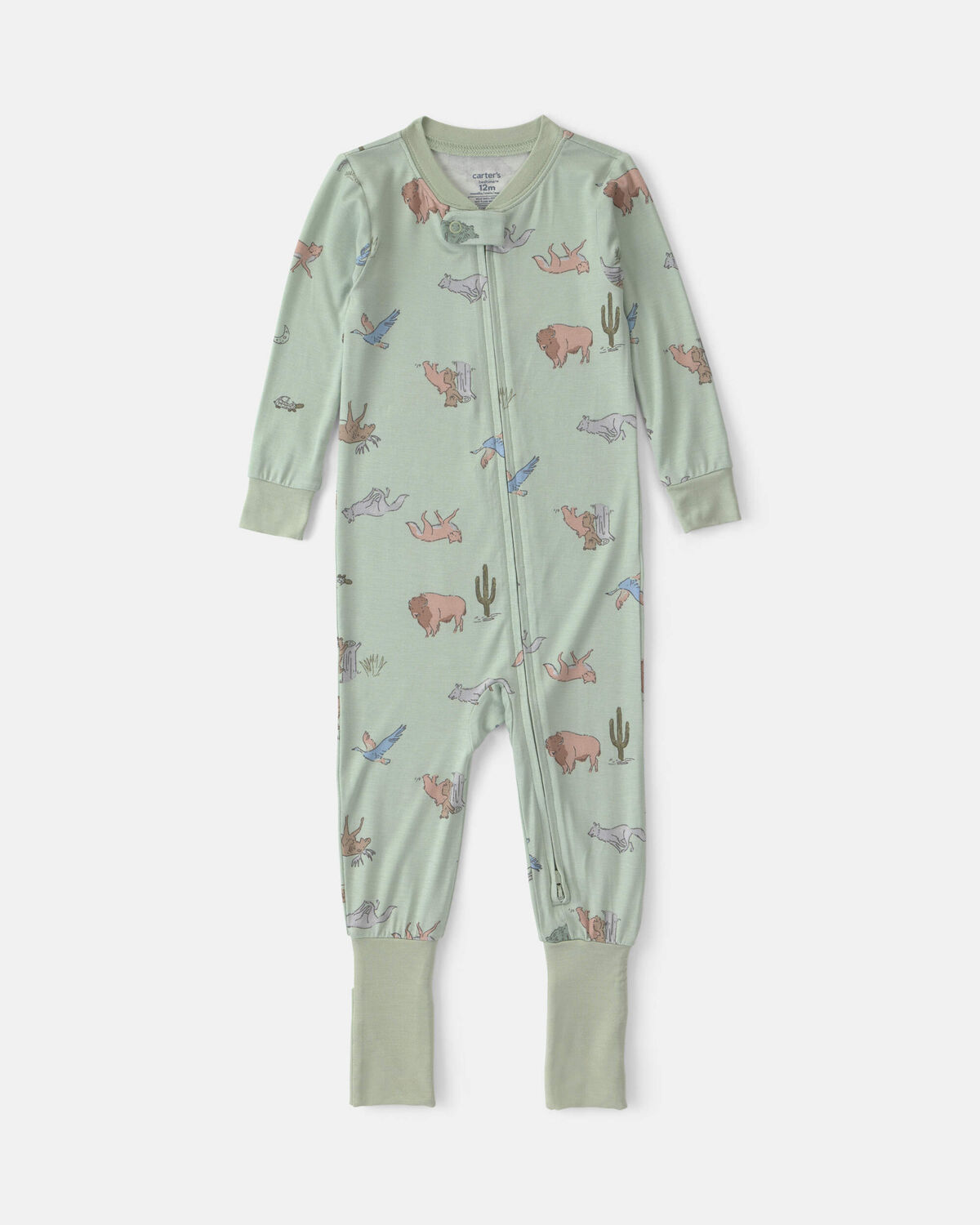 Baby Boy 1-Piece Animals PurelySoft™ Snug Fit Pajama - Green - Image 5