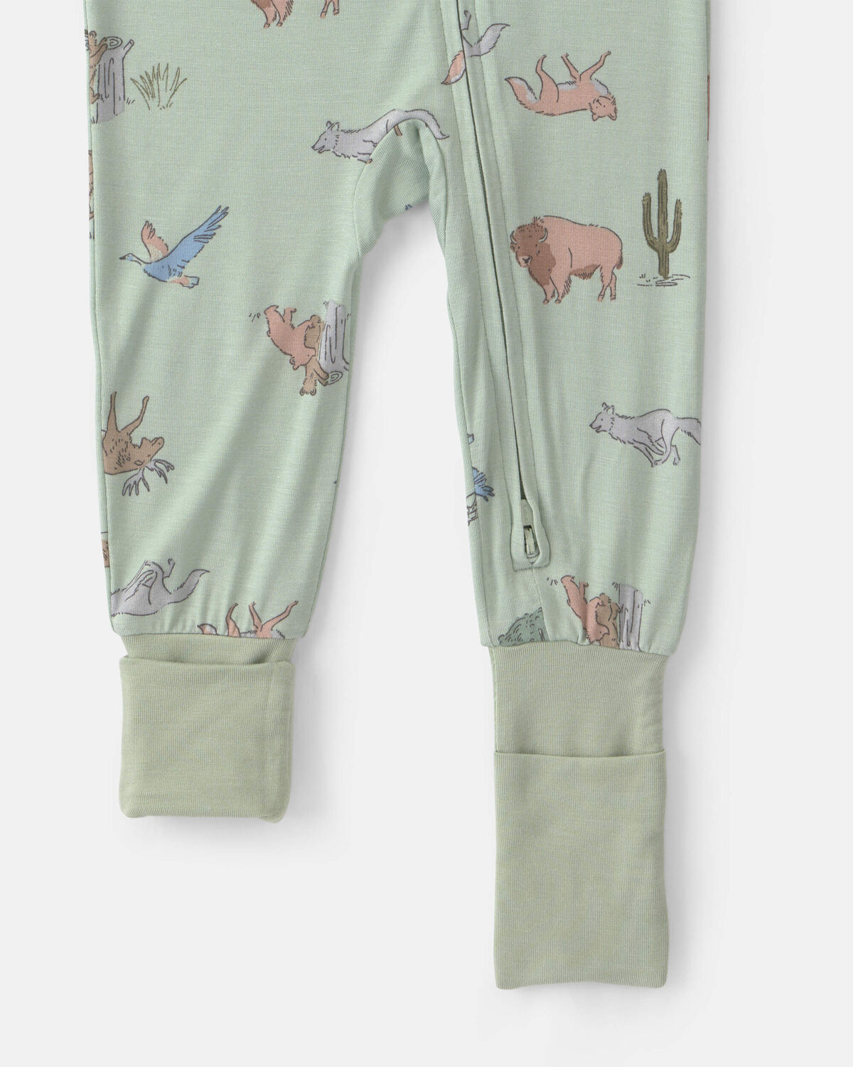 Baby Boy 1-Piece Animals PurelySoft™ Snug Fit Pajama - Green - Image 2