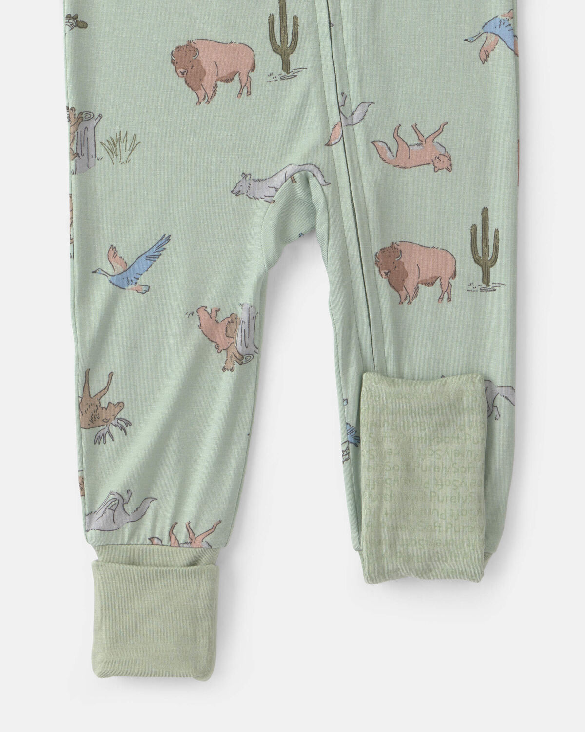 Baby Boy 1-Piece Animals PurelySoft™ Snug Fit Pajama - Green - Image 3
