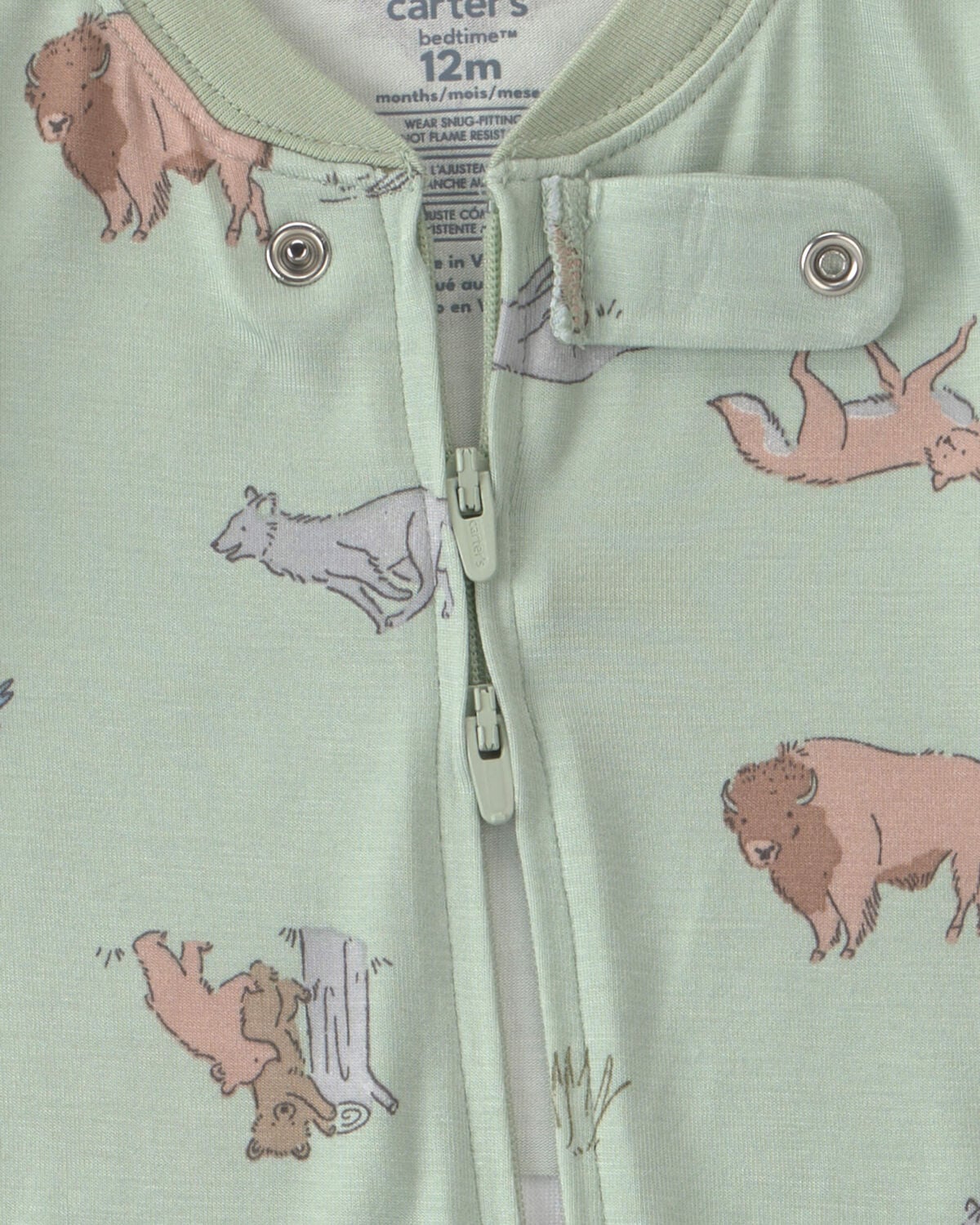 Baby Boy 1-Piece Animals PurelySoft™ Snug Fit Pajama - Green - Image 6