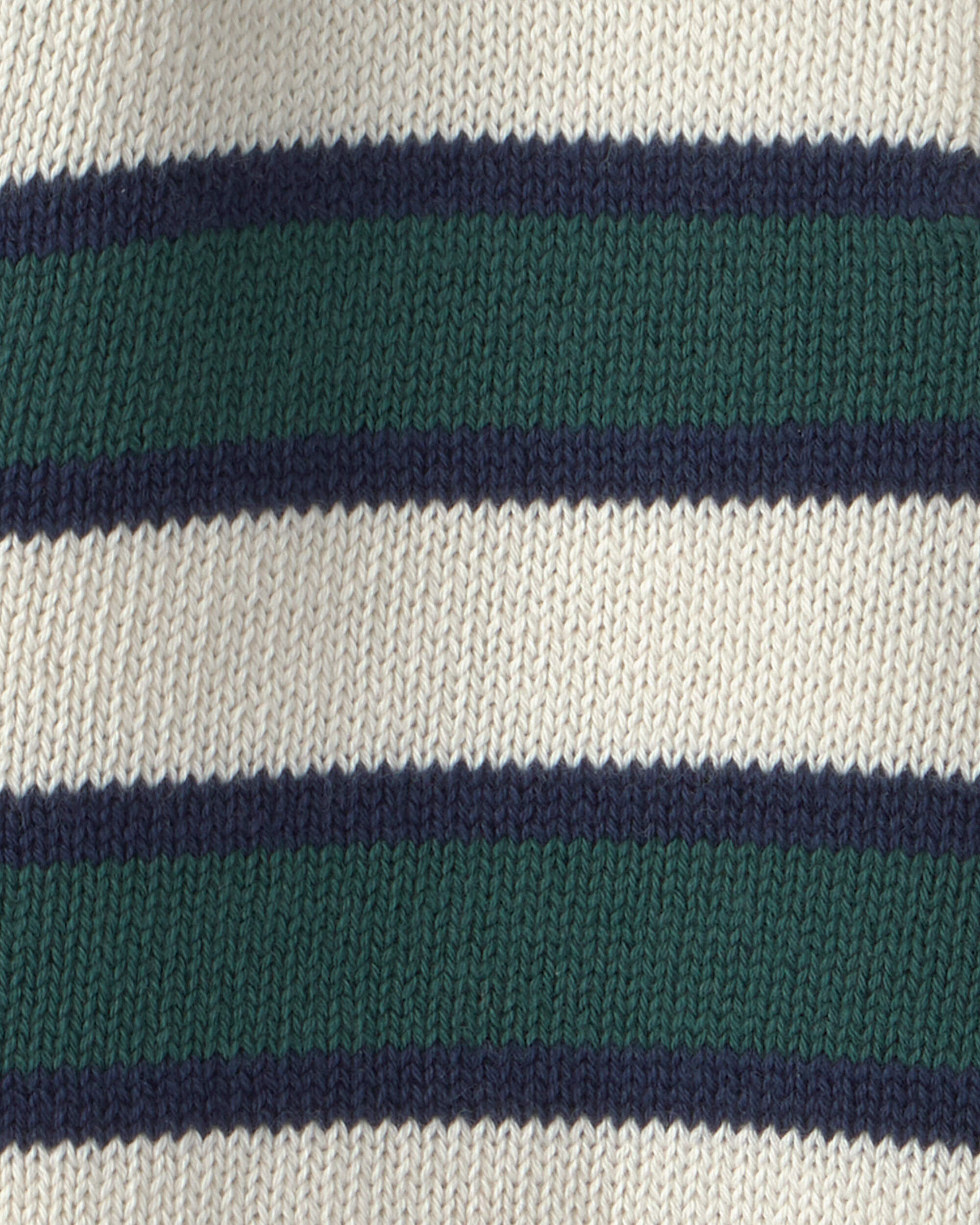 Baby Boy Organic Cotton Sweater Knit Polo in Stripes - Image 4