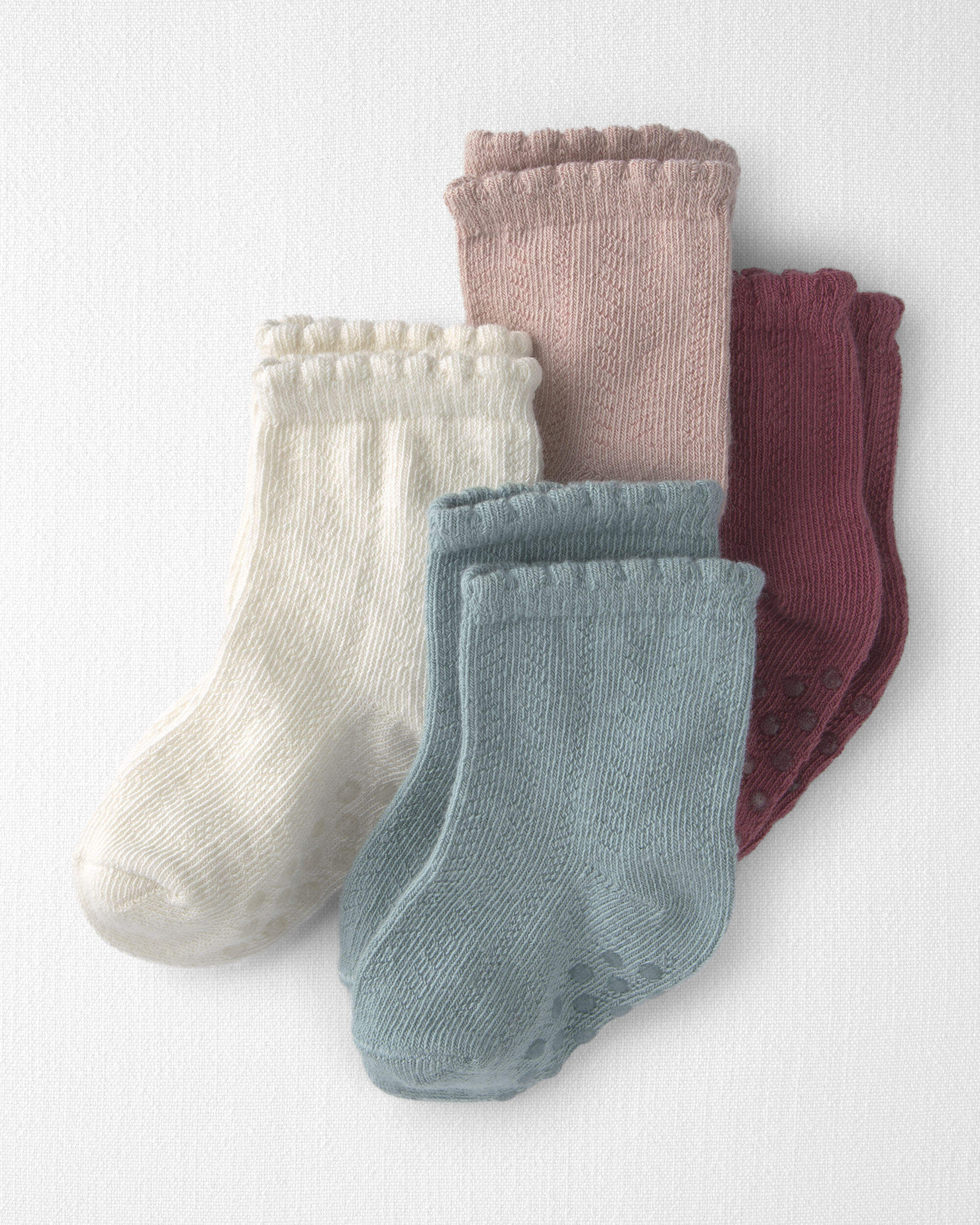Baby Girl 4-Pack No-Slip Ankle Socks Made with Organic Cotton - Image 3