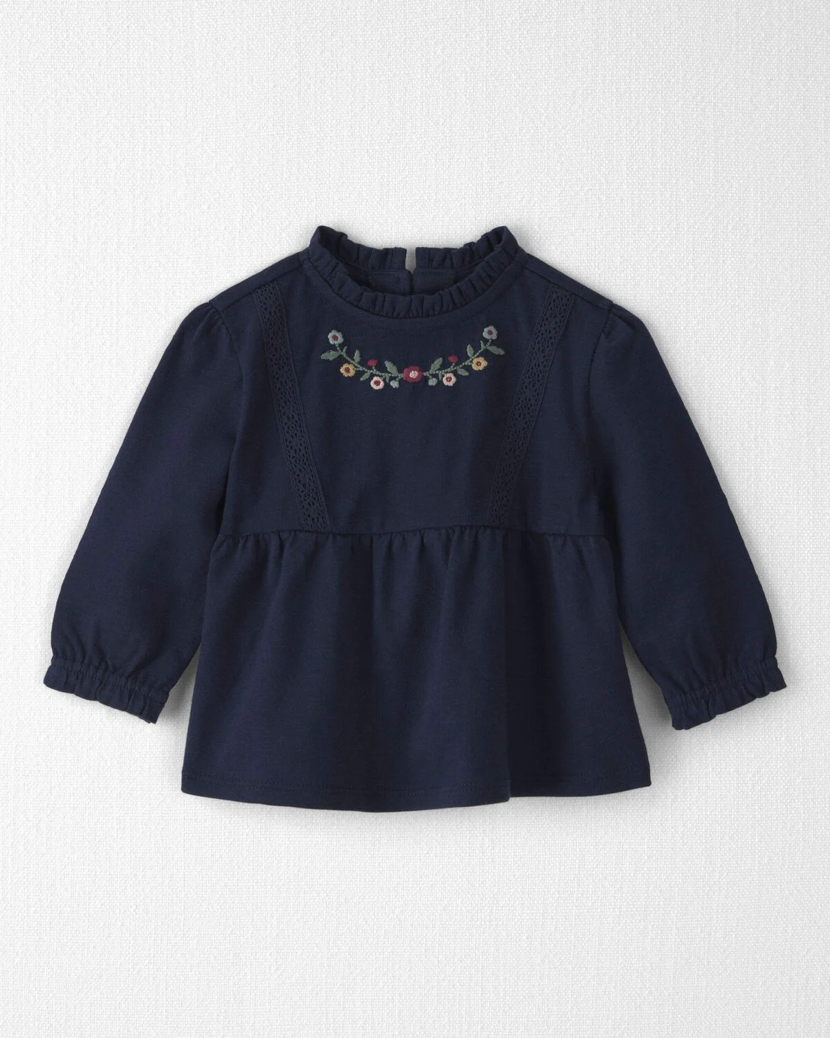 Baby Girl Organic Cotton Embroidered Peplum Top