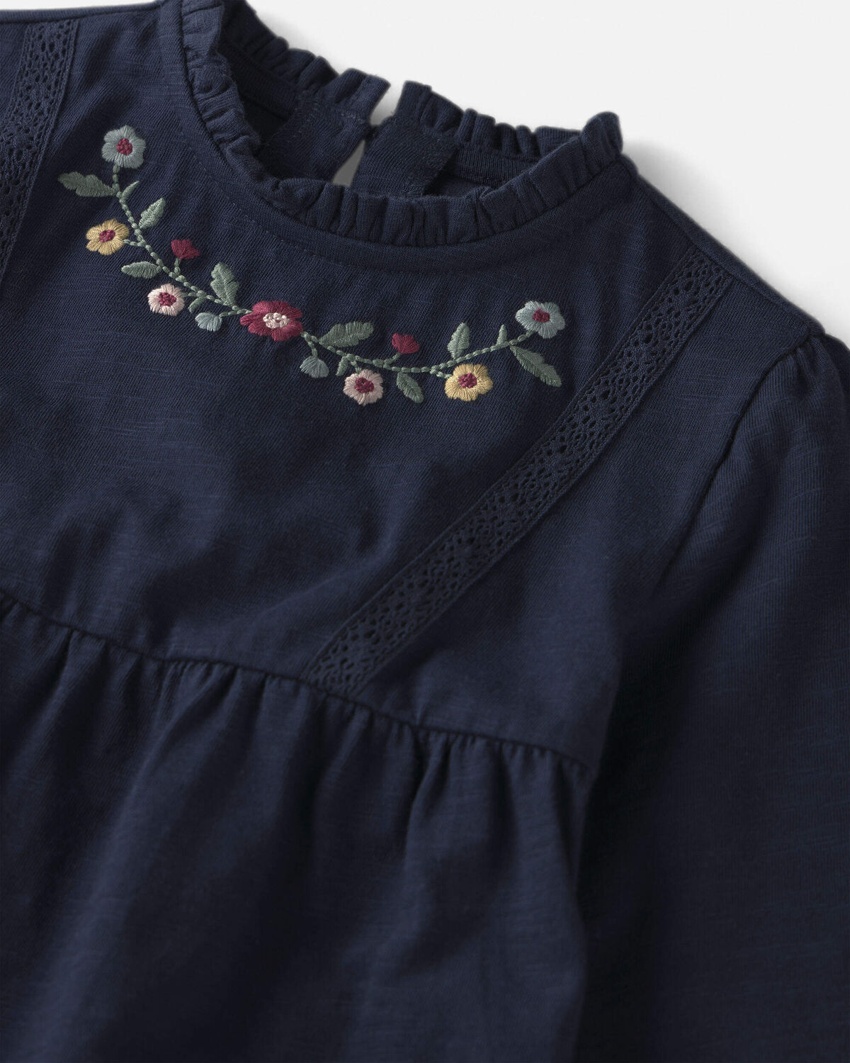 Baby Girl Organic Cotton Embroidered Peplum Top - Image 2