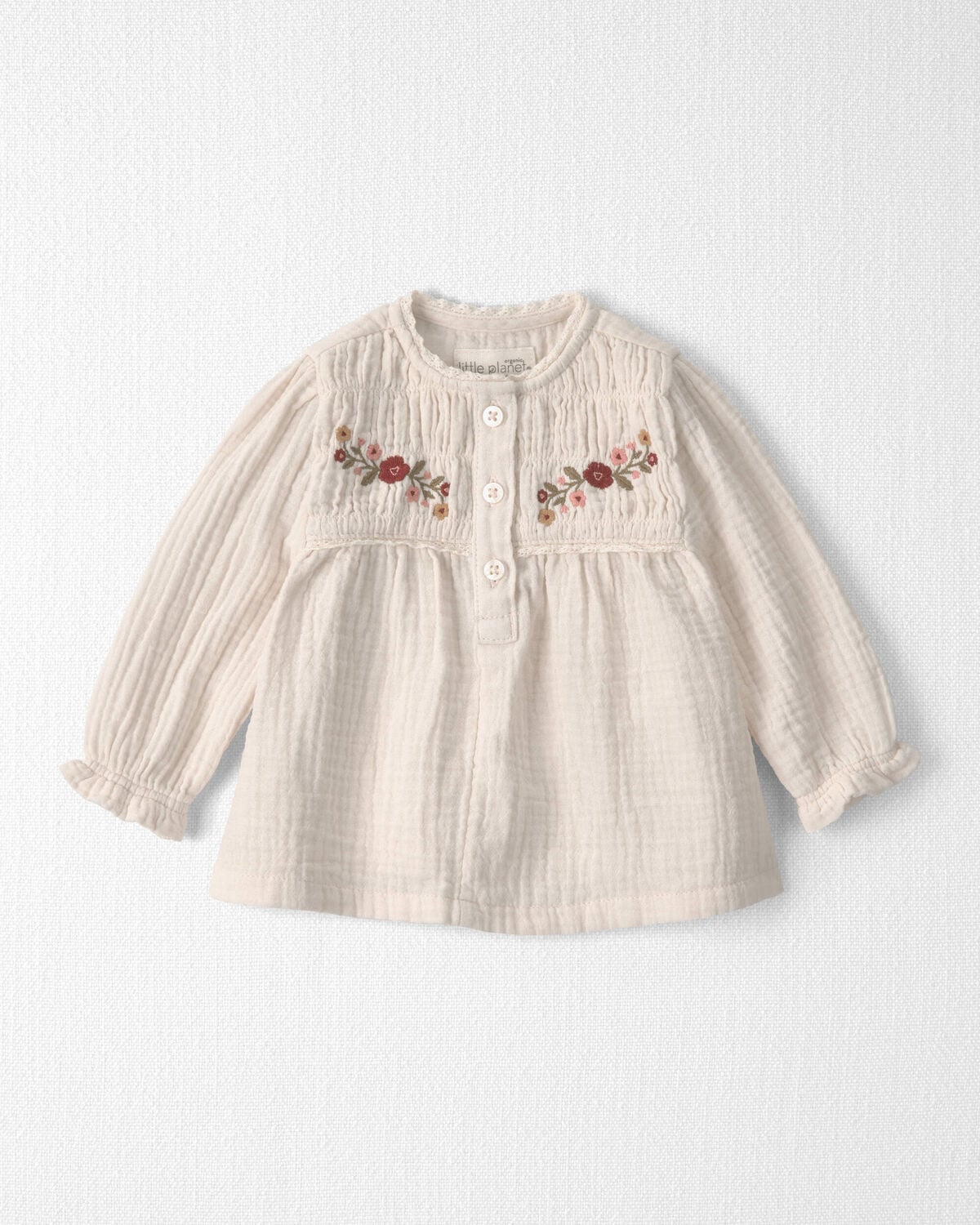 Baby Girl Organic Cotton Embroidered Gauze Top