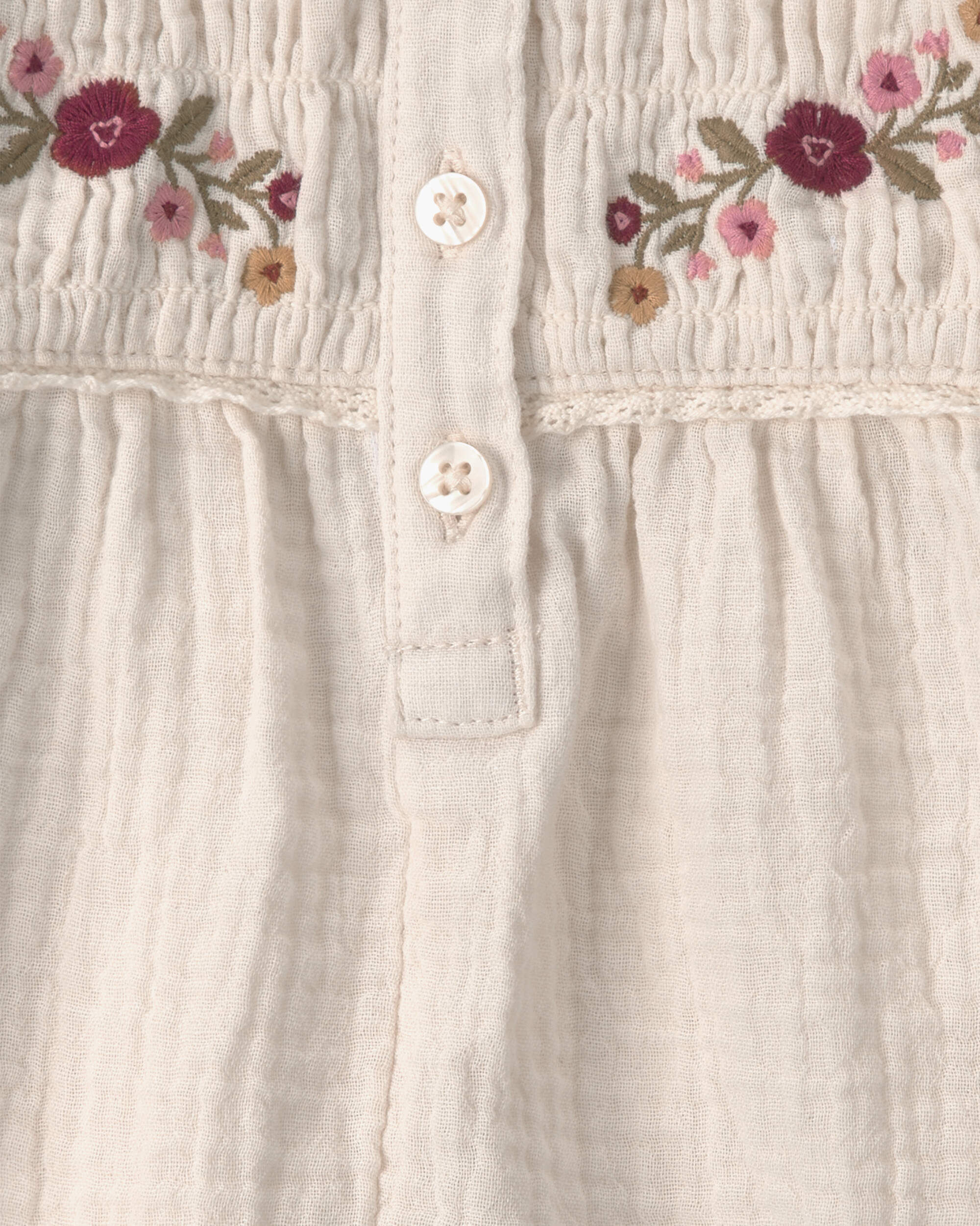 Baby Girl Organic Cotton Embroidered Gauze Top - Image 4