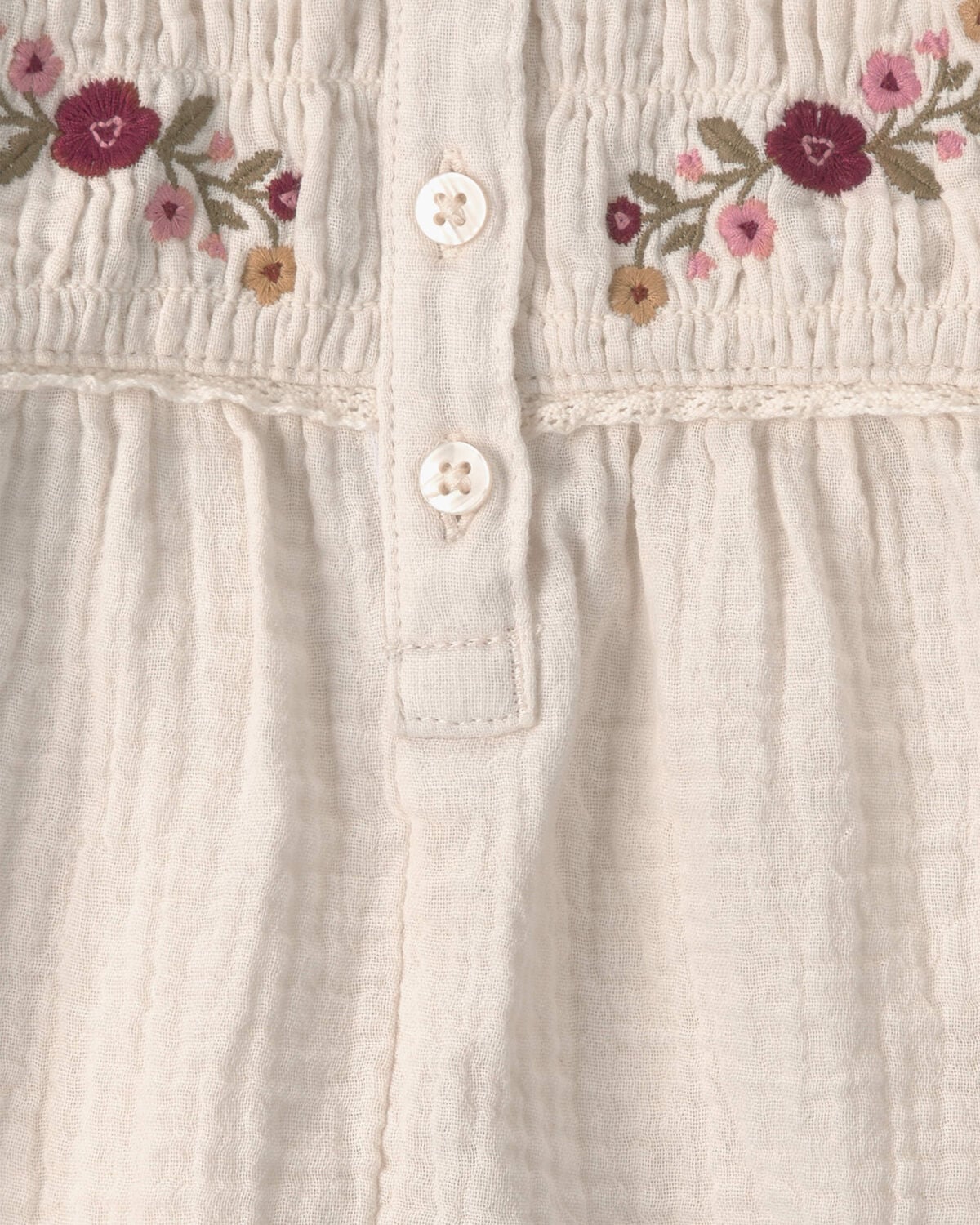 Baby Girl Organic Cotton Embroidered Gauze Top - Image 3