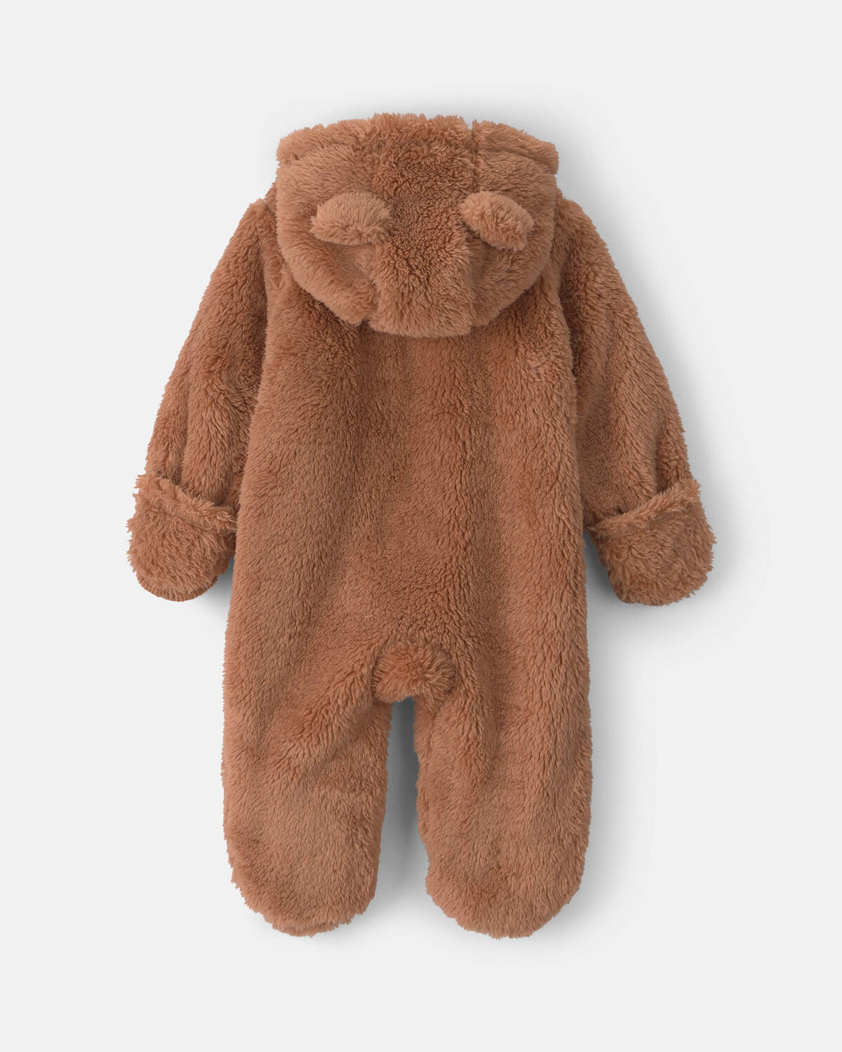 Baby Bear Teddy Fleece Long-Sleeve Jumpsuit - Brown - Image 2