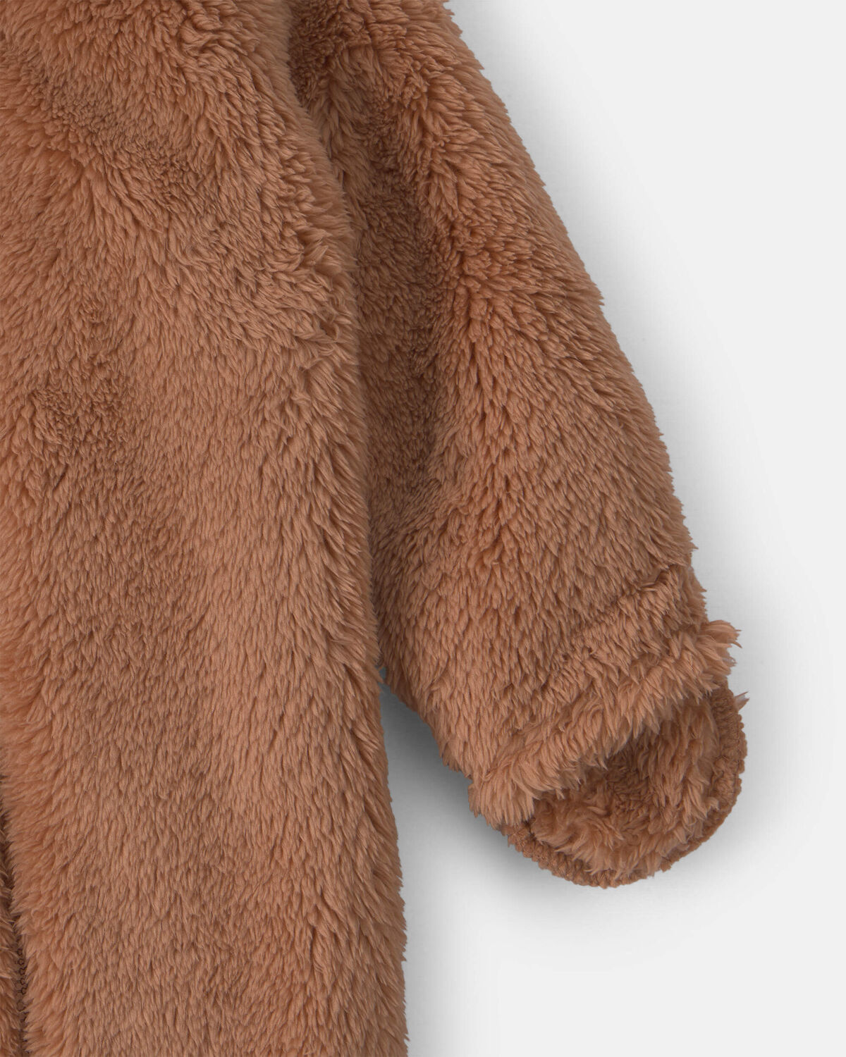 Baby Bear Teddy Fleece Long-Sleeve Jumpsuit - Brown - Image 3