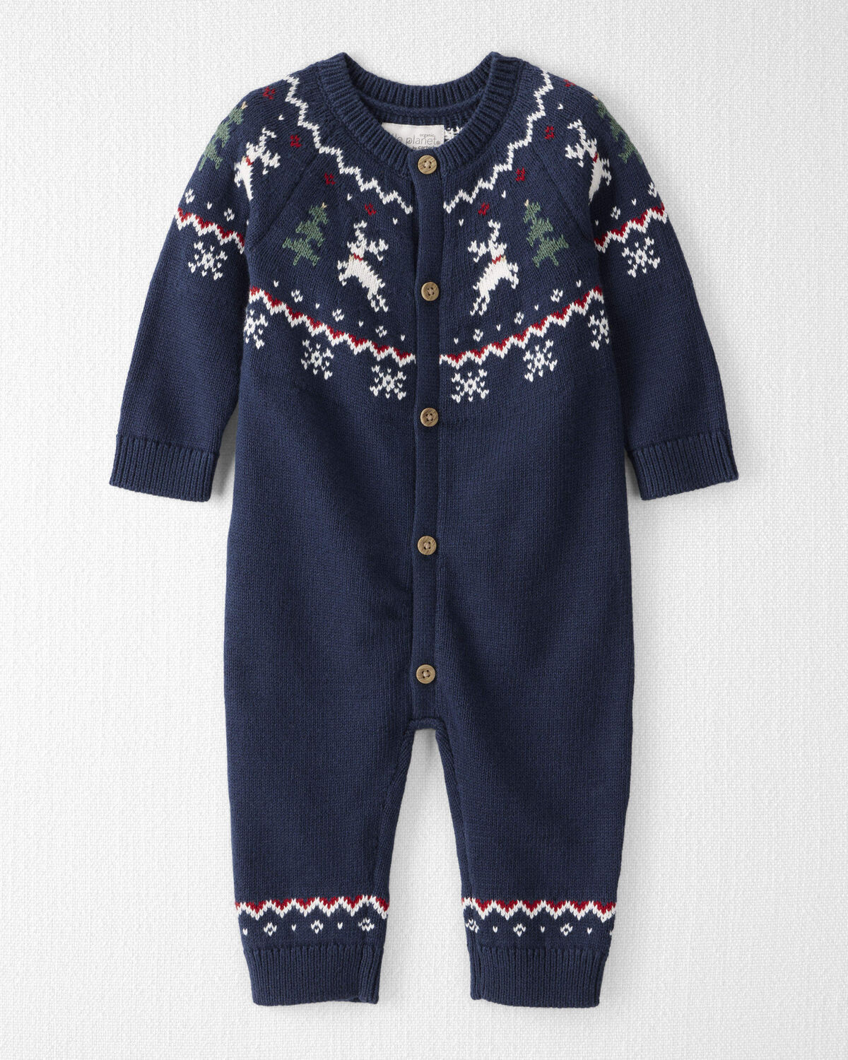 Baby Organic Cotton Fair Isle Sweater Knit Jumpsuit