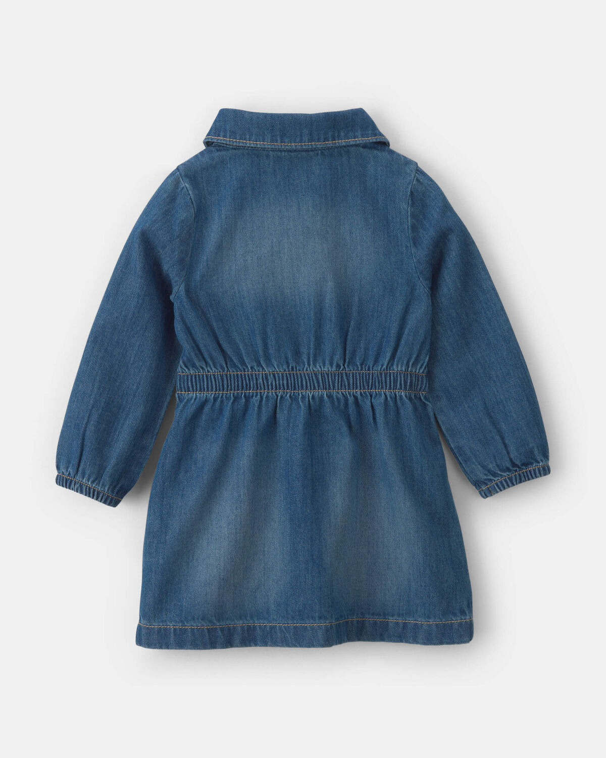 Baby Girl Denim Long-Sleeve Dress - Medium Wash - Image 2