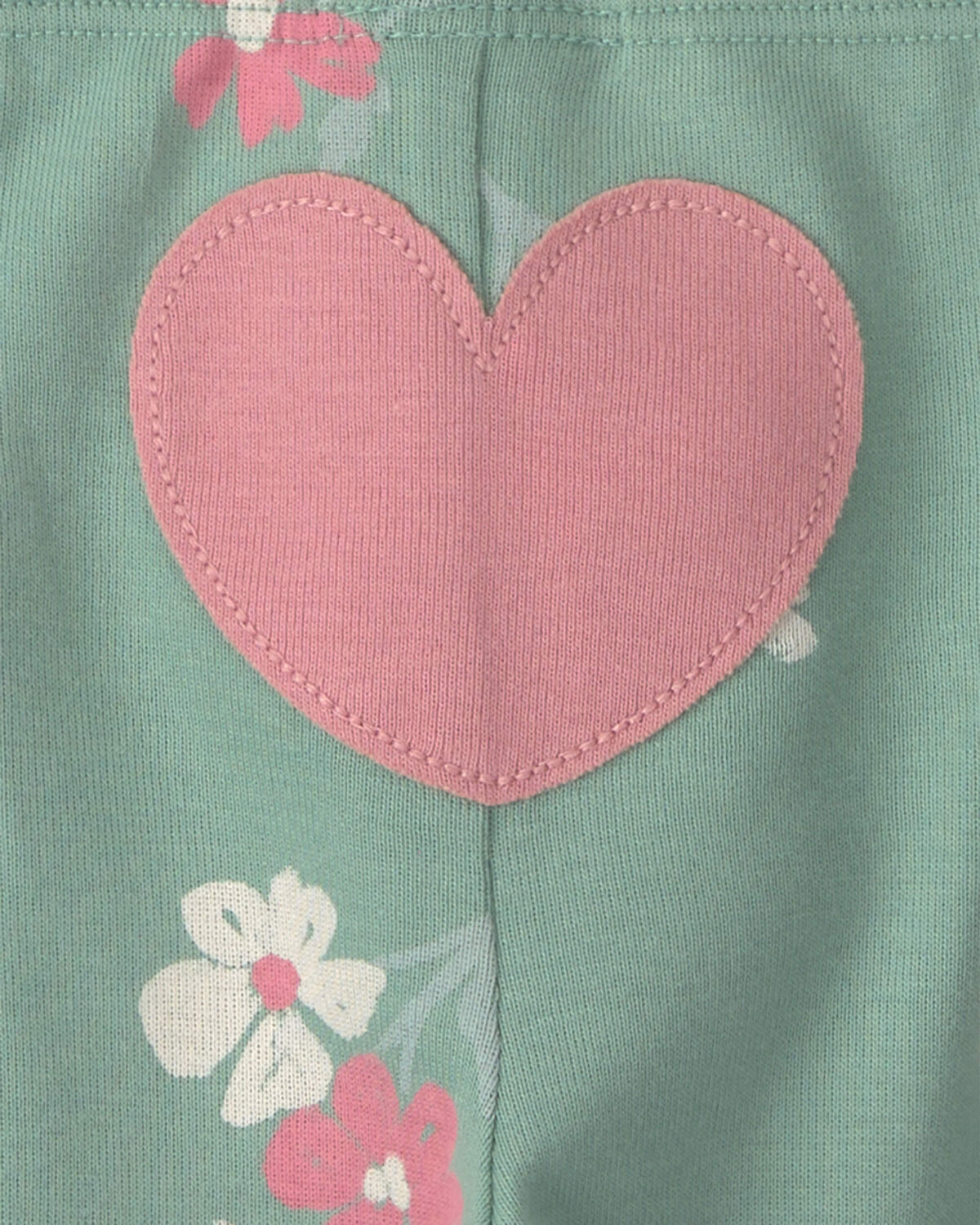 Baby Girl 3-Piece Heart Floral Long-Sleeve Bodysuit & Pant Set - Green/Cream - Image 5