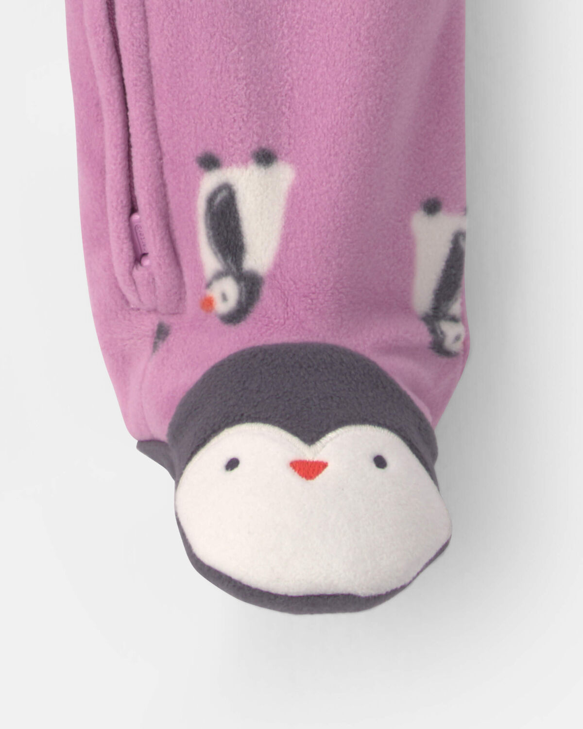 Baby Girl Penguin Fleece 2-Way Zip Sleep & Play Pajamas - Purple - Image 3