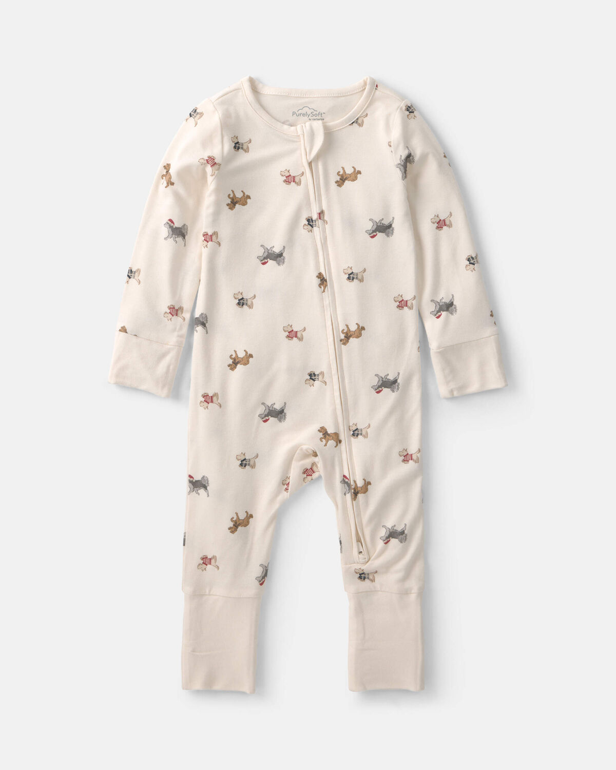 Baby Dog PurelySoft™ 2-Way Zip Sleep & Play Pajamas - Cream - Image 2