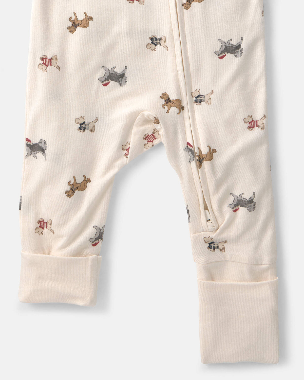 Baby Dog PurelySoft™ 2-Way Zip Sleep & Play Pajamas - Cream - Image 4