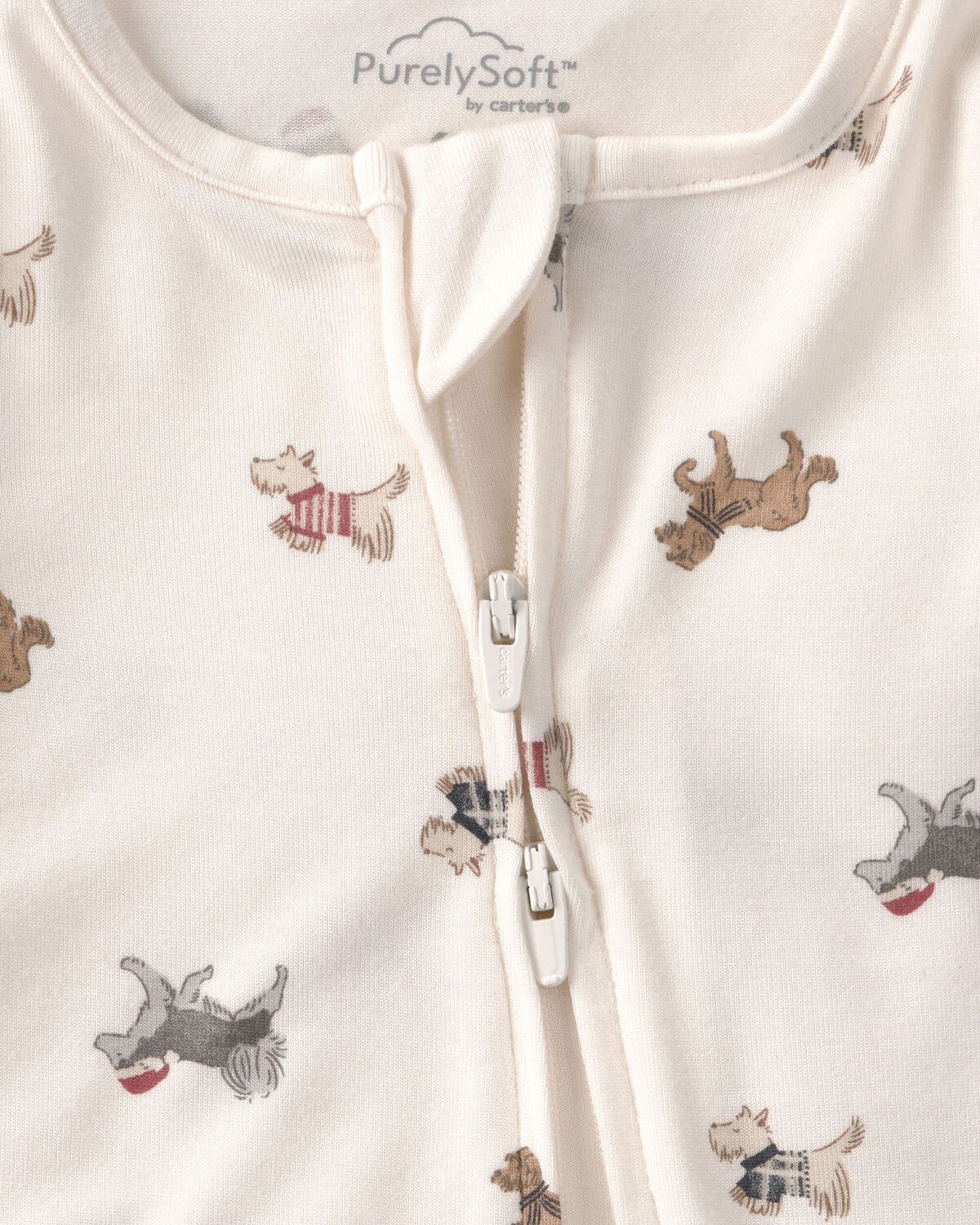 Baby Dog PurelySoft™ 2-Way Zip Sleep & Play Pajamas - Cream - Image 5