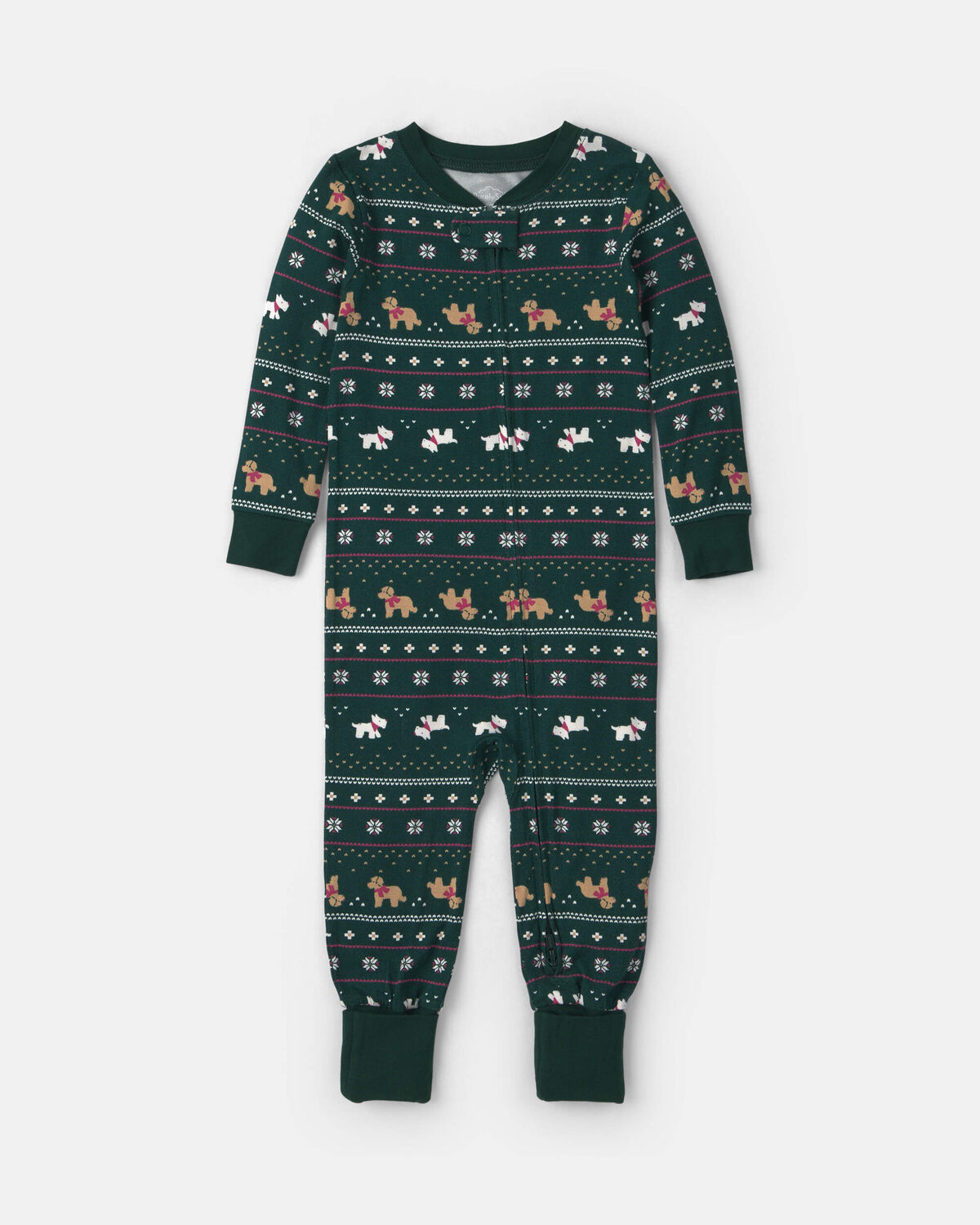 Baby 1-Piece Fair Isle Christmas PurelySoft™ Snug Fit Pajama - Green