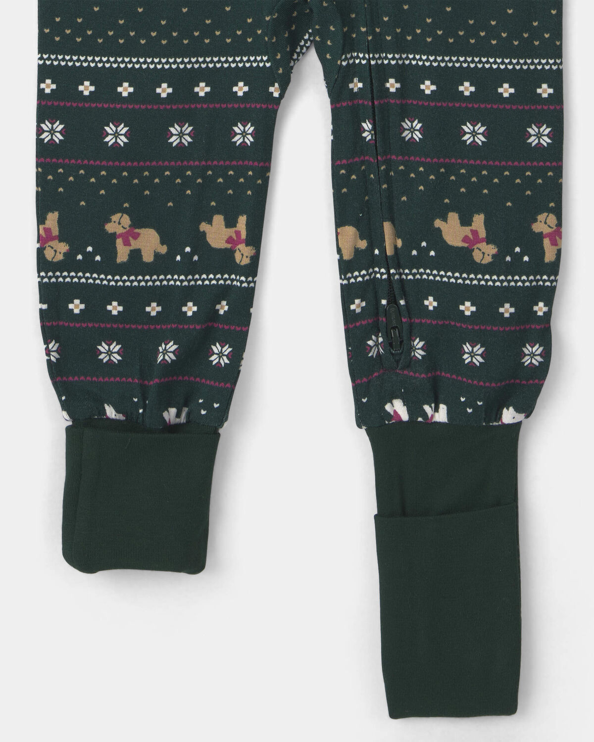 Baby 1-Piece Fair Isle Christmas PurelySoft™ Snug Fit Pajama - Green - Image 3