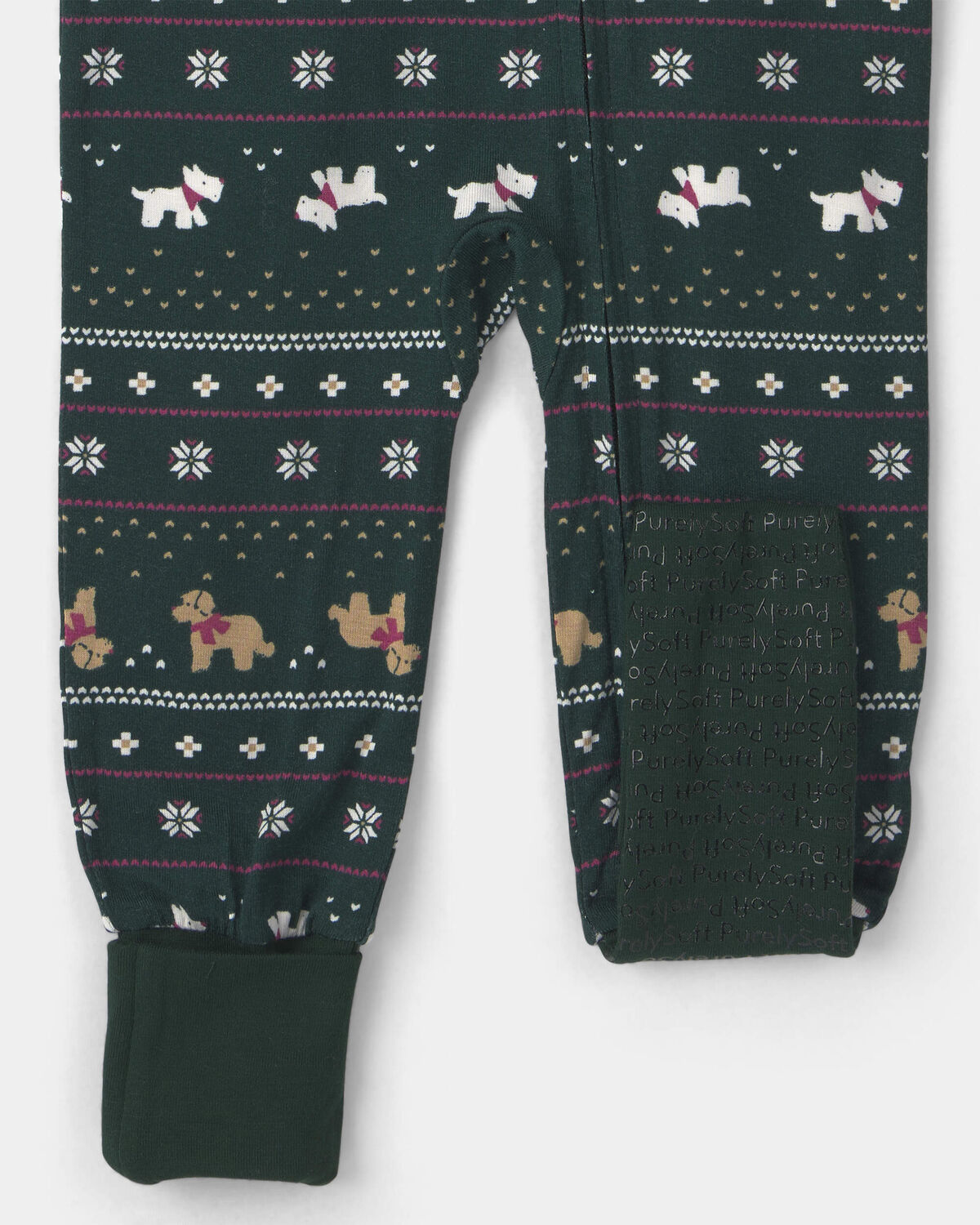 Baby 1-Piece Fair Isle Christmas PurelySoft™ Snug Fit Pajama - Green - Image 4