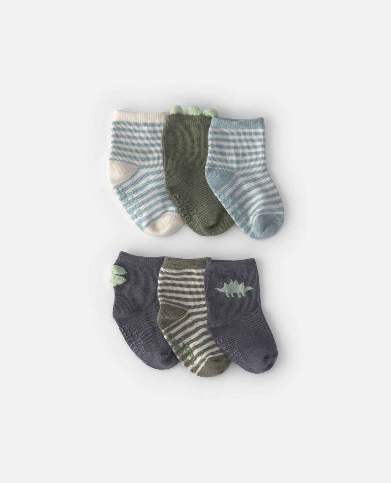 Baby Boy 6-Pack Bear Striped No Show Socks - Brown/Cream - Image 3