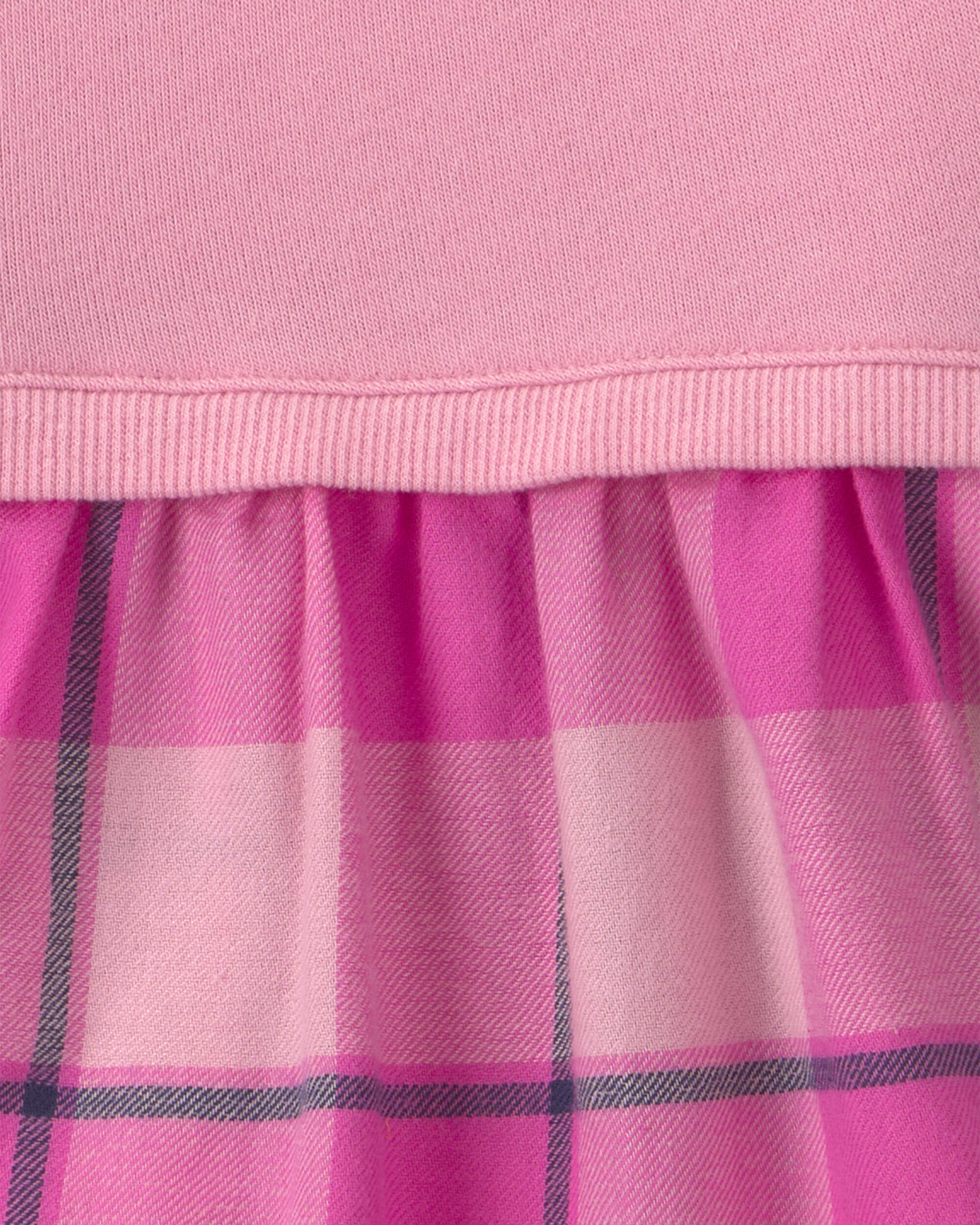 Baby Girl 3-Piece Buffalo Check Flannel Long-Sleeve Dress Set - Pink - Image 4