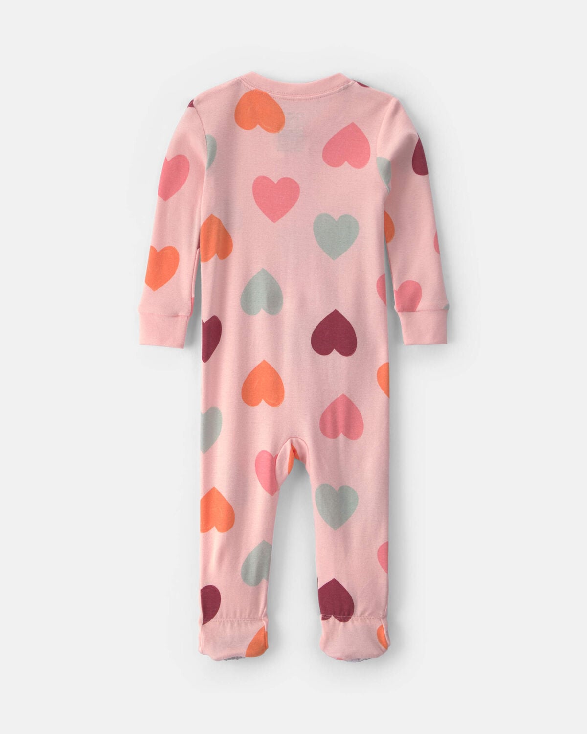 Baby Girl 1-Piece Heart 2-Way Zip 100% Cotton Snug Fit Footed Pajama - Pink - Image 2