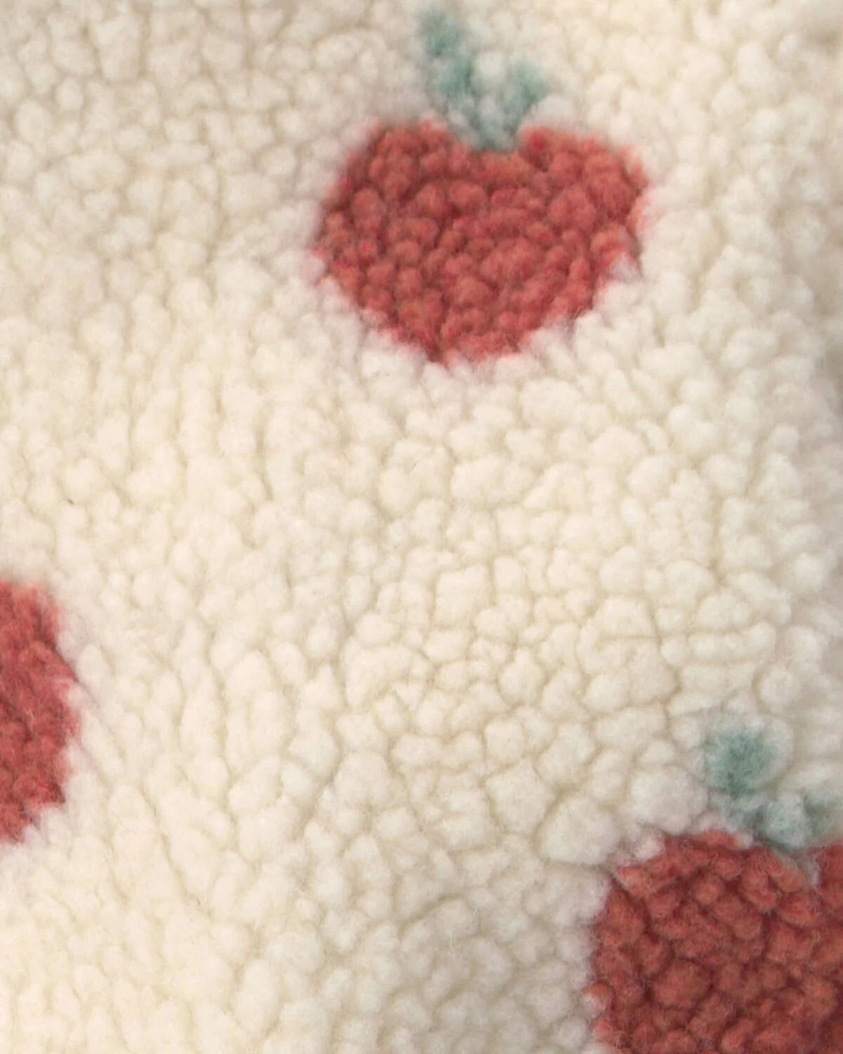 Baby Girl Recycled Teddy Fleece Jacket in Apples - Image 4
