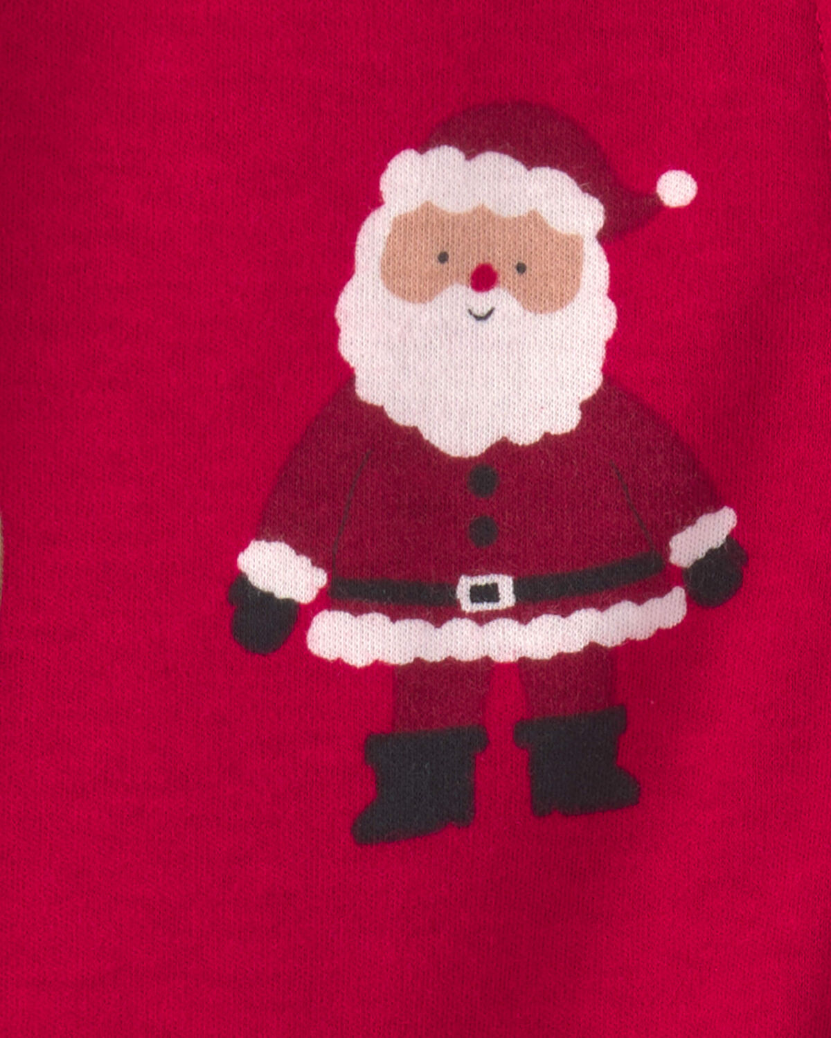 Baby Beige Santa Christmas 100% Cotton 2-Way Zip Sleep & Play Pajamas - Red - Image 2
