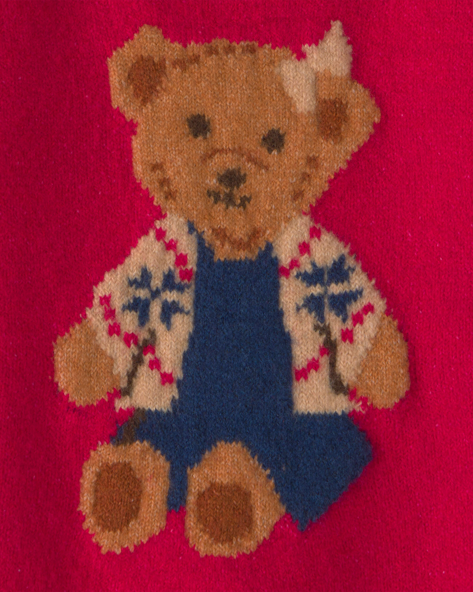 Baby Girl Bear Sweater - Red - Image 3