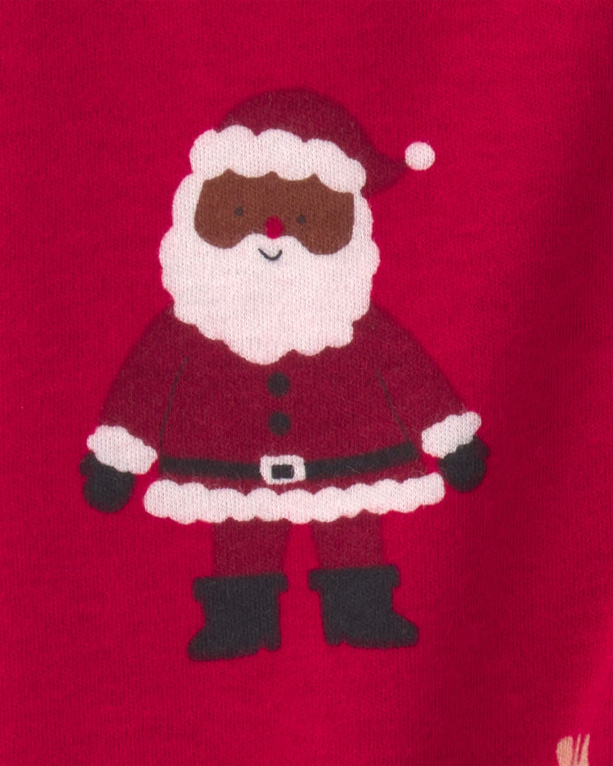 Baby Brown Santa Christmas 100% Cotton 2-Way Zip Sleep & Play Pajamas - Red - Image 2