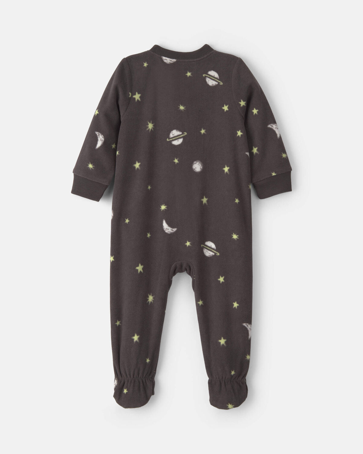 Baby Boy 1-Piece Space 2-Way Zip Fleece Loose Fit Footed Pajama - Black - Image 2