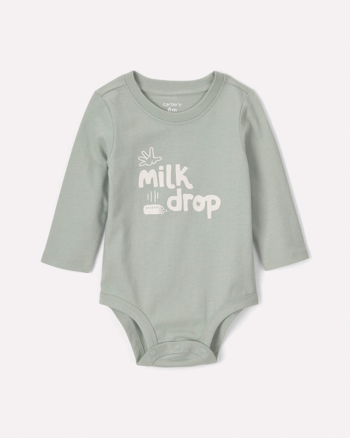 Baby 'Milk Drop' Long-Sleeve Graphic Bodysuit - Green