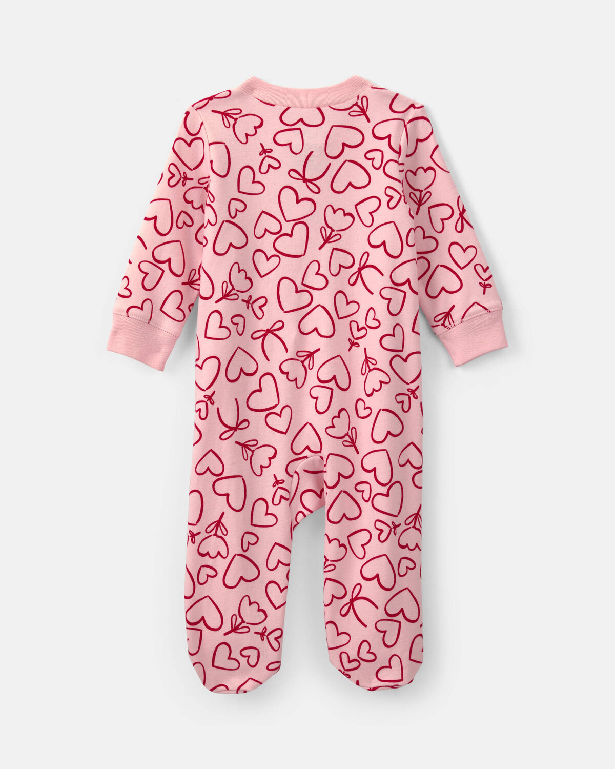 Baby Girl 2-Way Zip Valentine's Day Cotton Sleep & Play Pajamas - Pink - Image 2