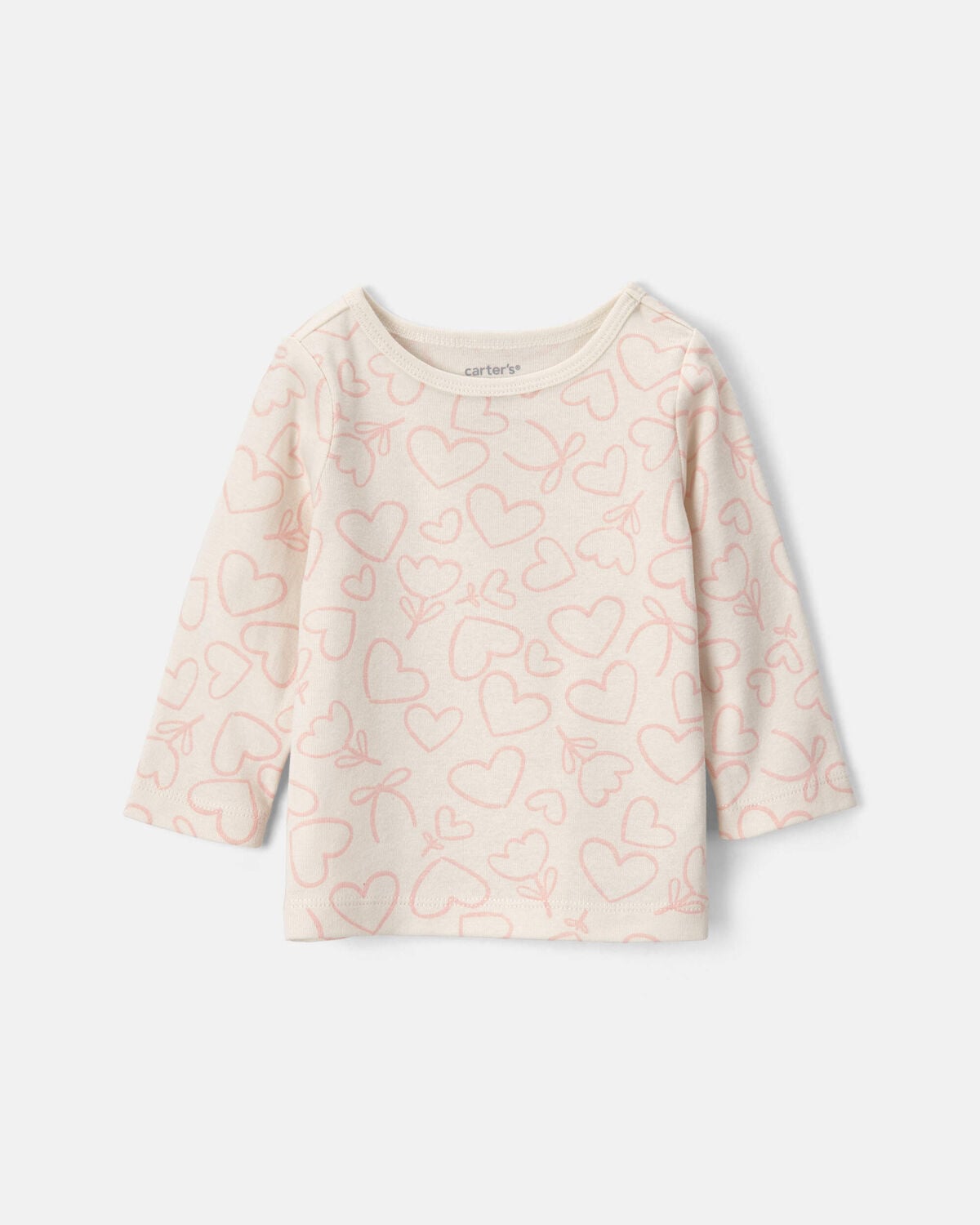 Baby Girl 3-Piece Heart Valentine's Day French Terry Long-Sleeve Dress Set - Pink/Cream - Image 3