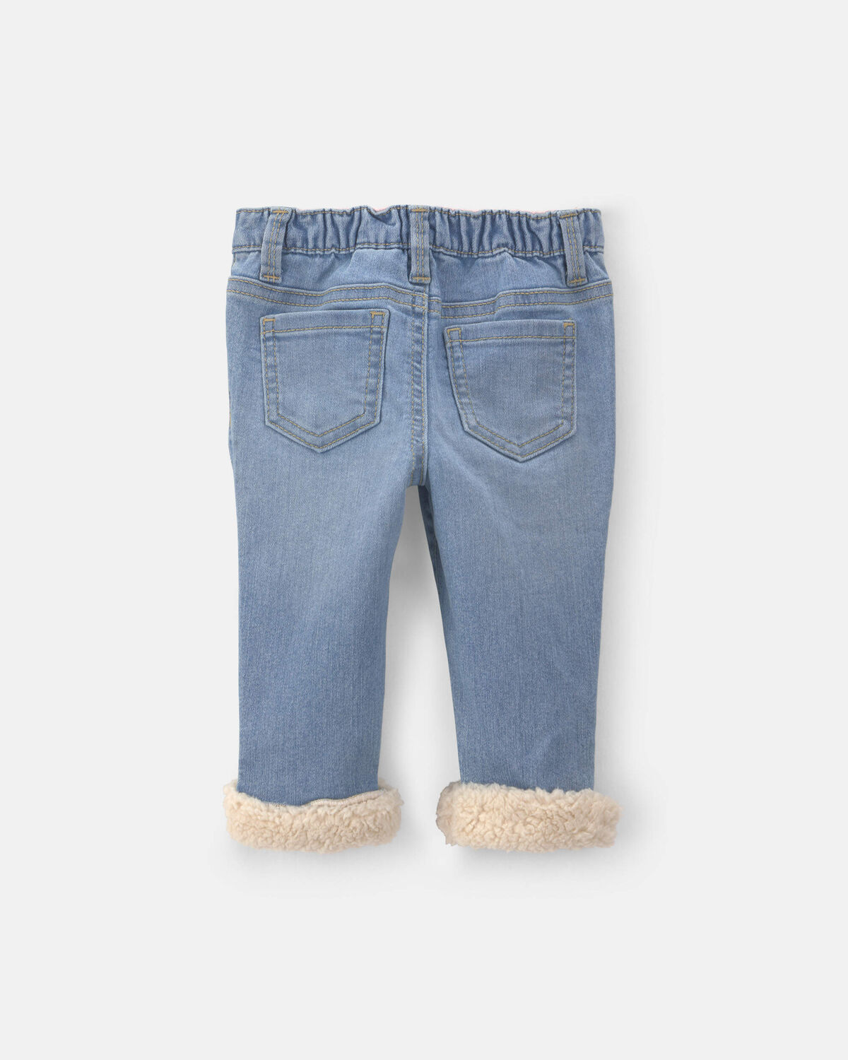 Baby Girl Floral Pull-On Cuffed Jeans - Light Wash - Image 2