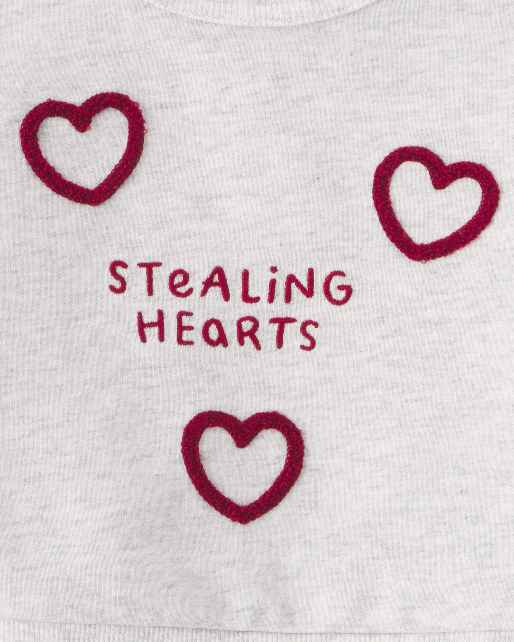 Baby 2-Piece 'Stealing Hearts' Valentine's Day French Terry Top & Pant Set - Red/Grey - Image 5