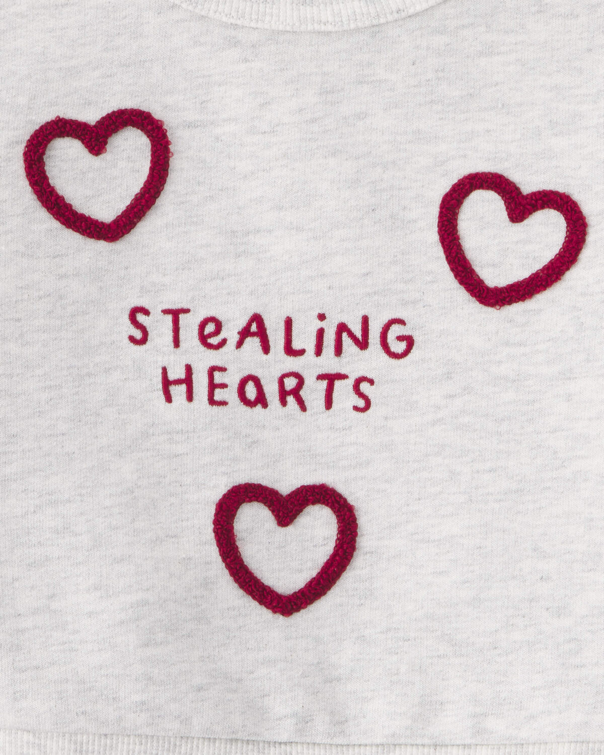 Baby 2-Piece 'Stealing Hearts' Valentine's Day French Terry Top & Pant Set - Red/Grey - Image 3