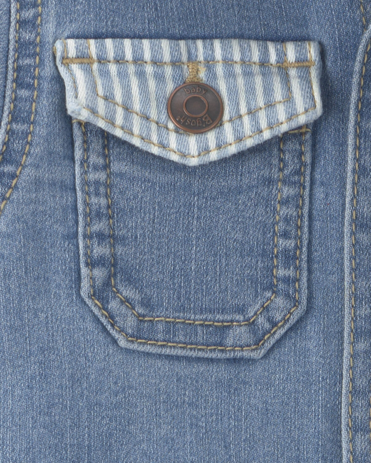 Baby Boy Long-Sleeve Denim Jumpsuit - Light Wash - Image 3