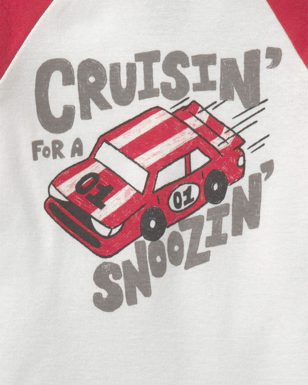 Baby Boy 'Cruisin' For A Snoozin' Race Car Snug Fit 4-Piece Pajama Set - Red/White - Image 4