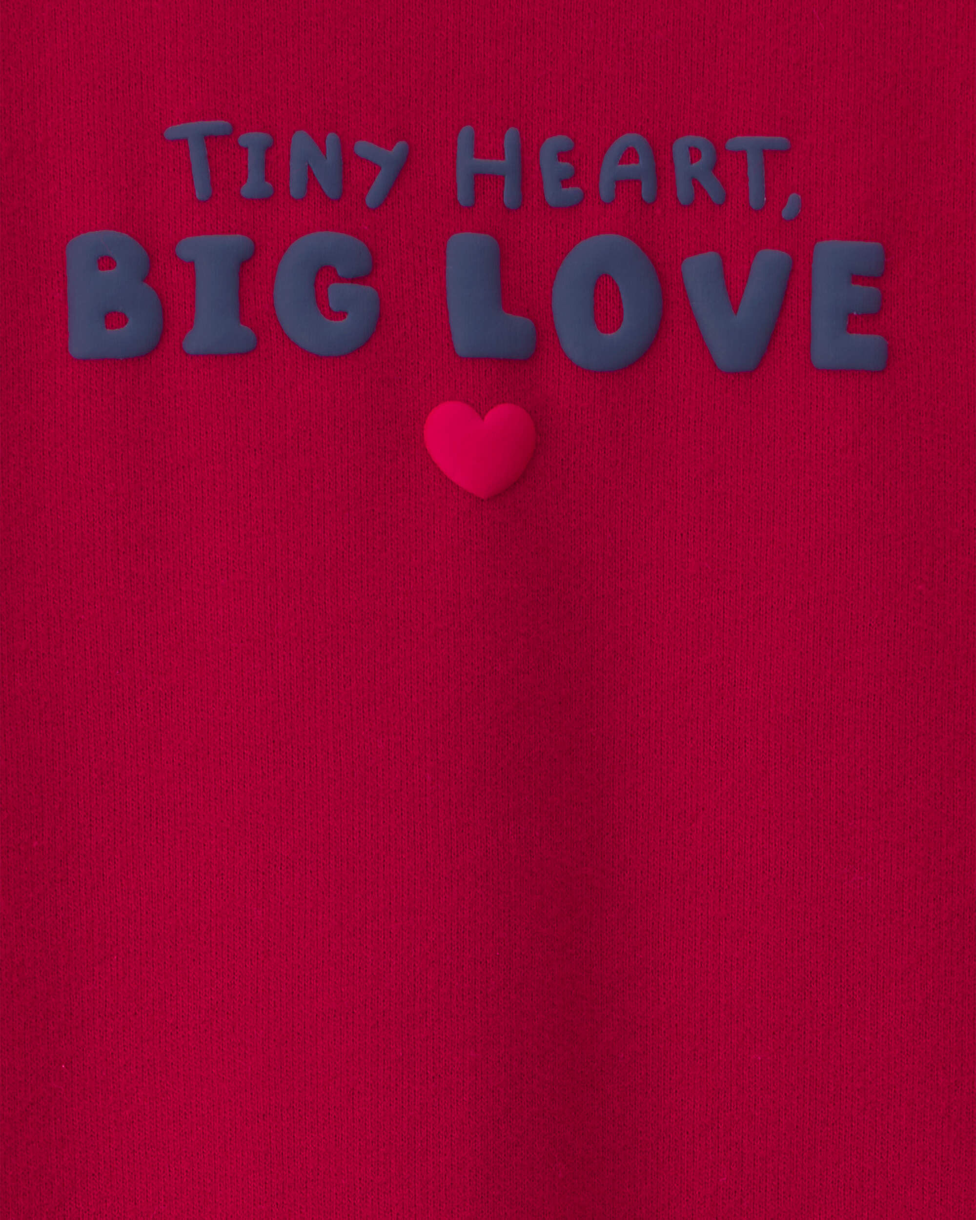 Baby 'Tiny Heart Big Love' Valentine's Day French Terry Long-Sleeve Jumpsuit - Red - Image 5