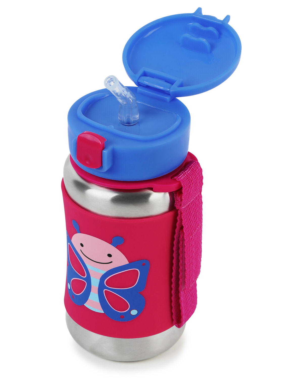 Zoo Stainless Steel Little Kid Straw Bottle - Butterfly - Image 2
