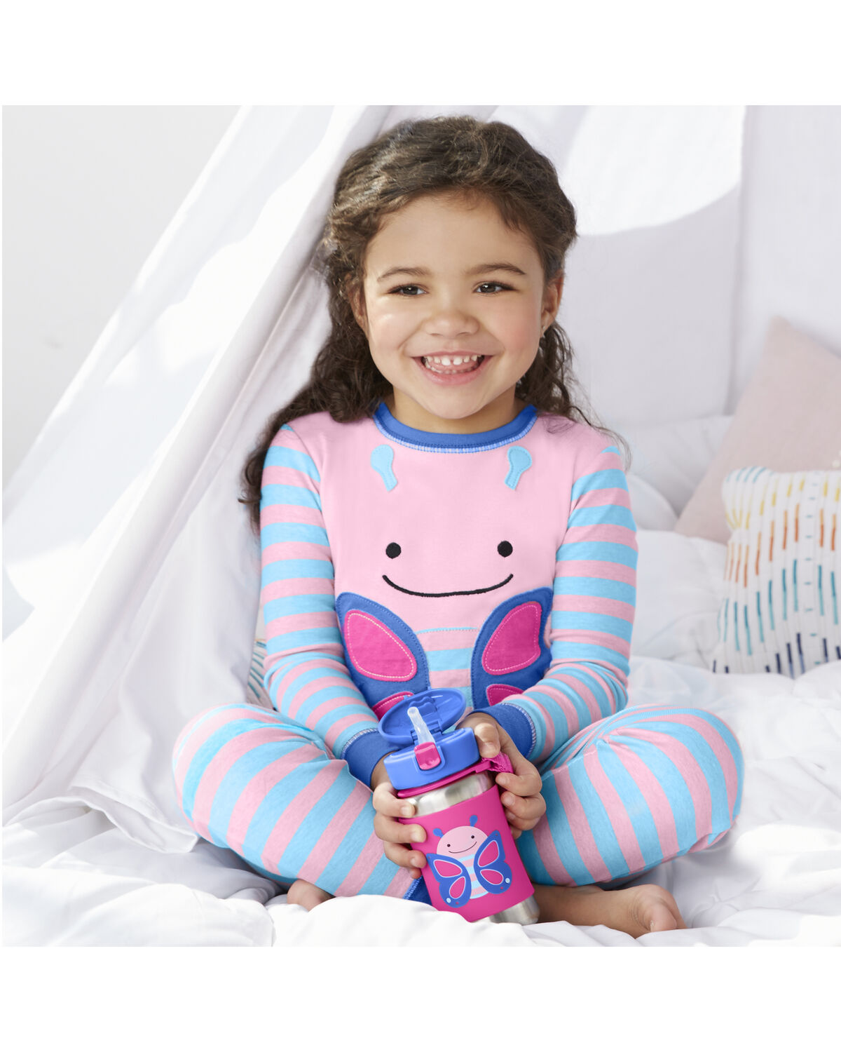 Zoo Stainless Steel Little Kid Straw Bottle - Butterfly - Image 3