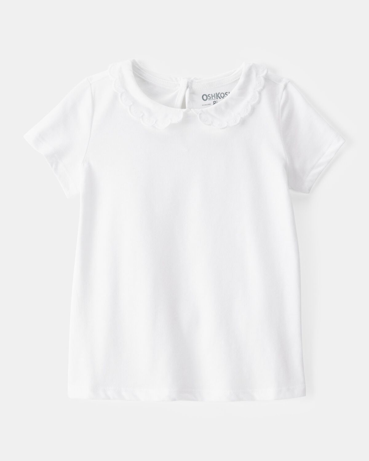 Toddler Scalloped Collar Short-Sleeve Top - White