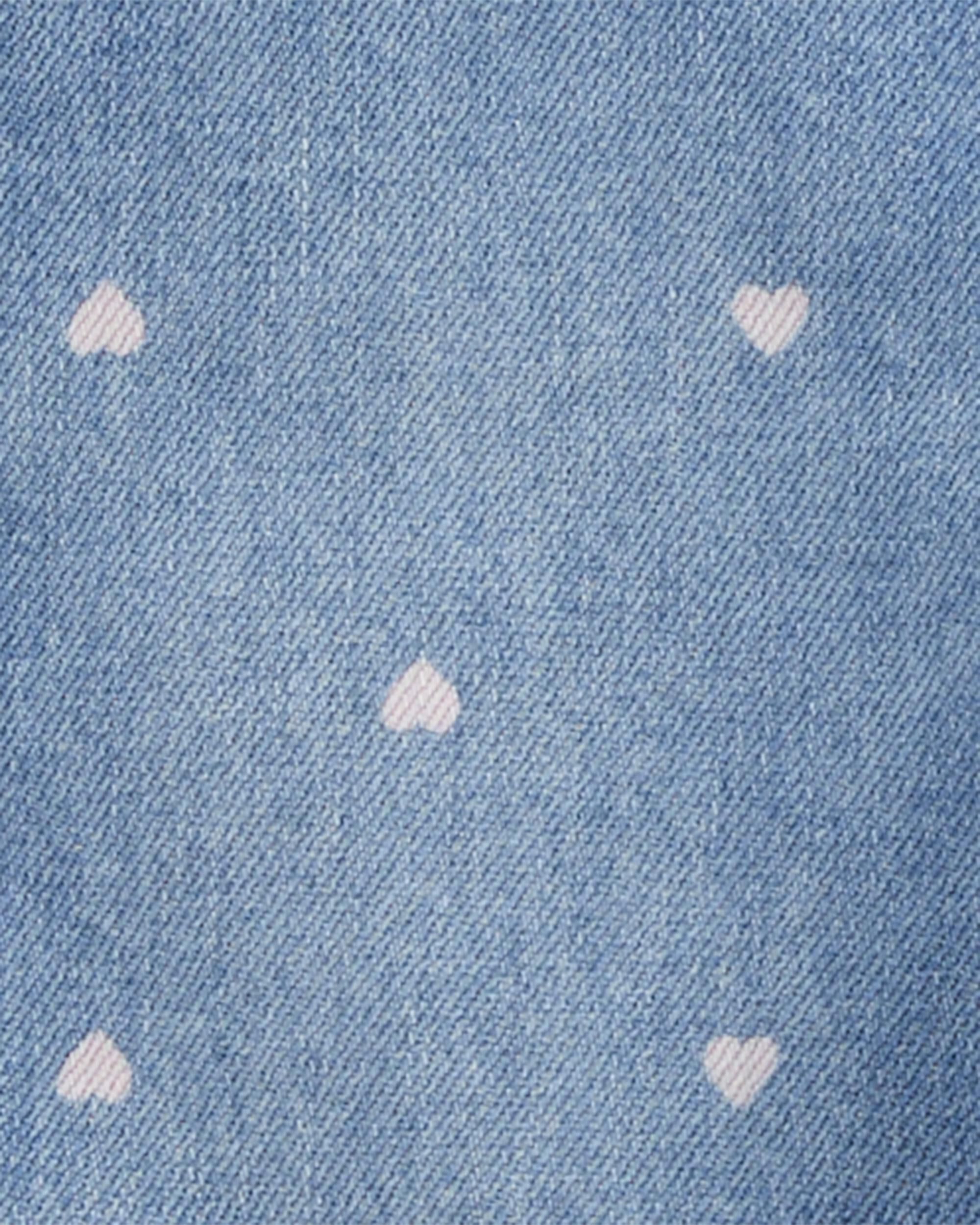 Toddler Heart-Print Knit Denim Overalls - Blue - Image 4
