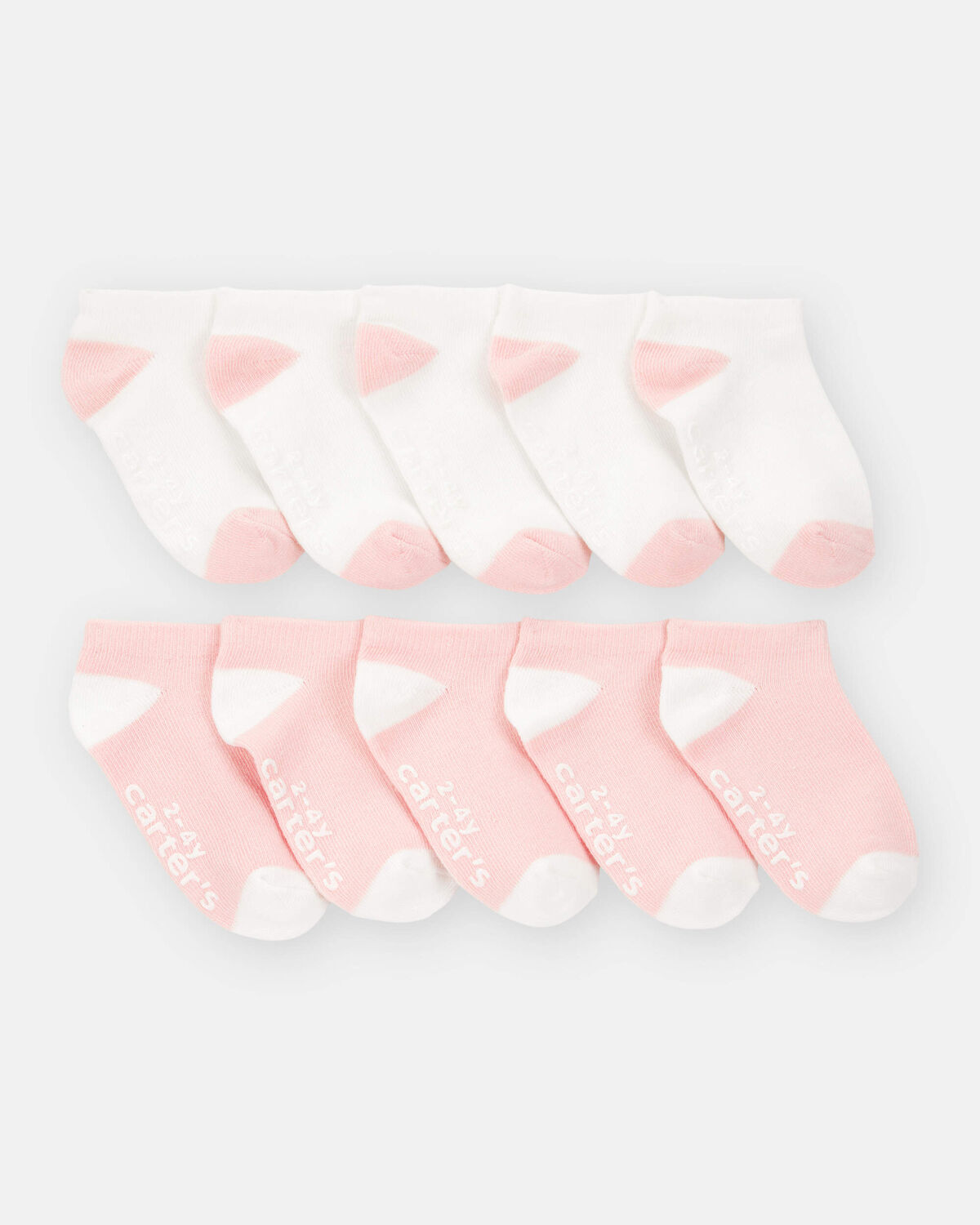 Toddler Girl 10-Pack No Show Socks - Pink/White