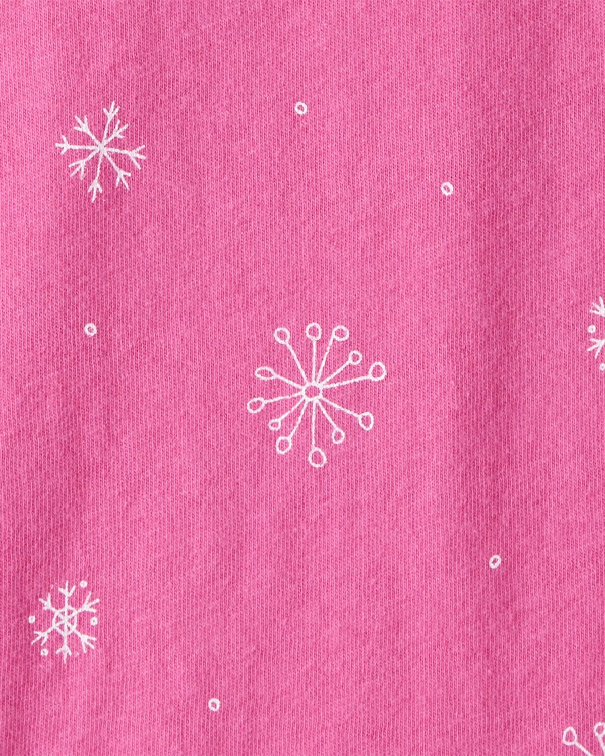 Toddler Girl Snowflake Print Long-Sleeve Pocket Tee - Pink - Image 2