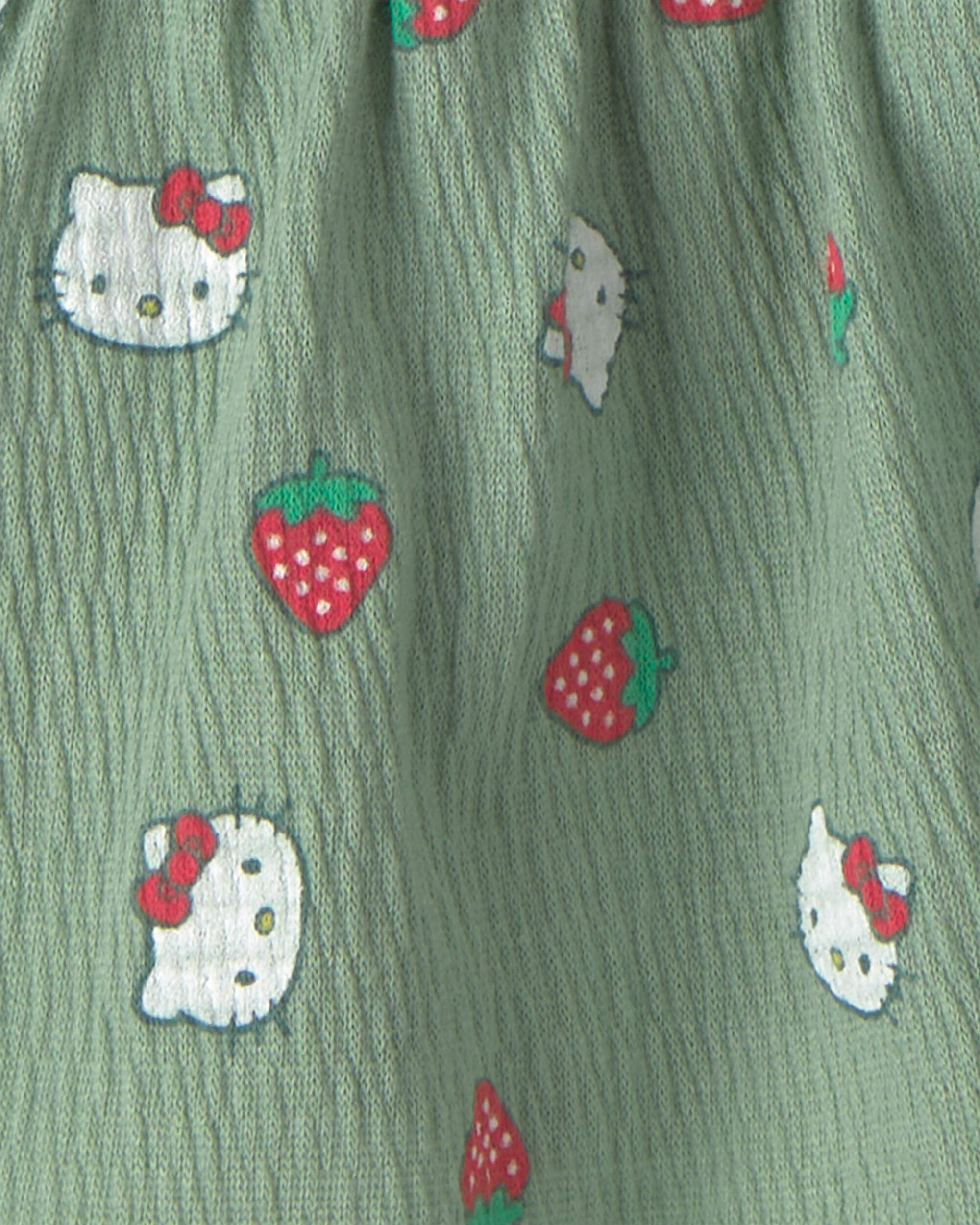 Toddler Girl 2-Piece Hello Kitty® Strawberry Top & Skort Set - Pink/Green - Image 6