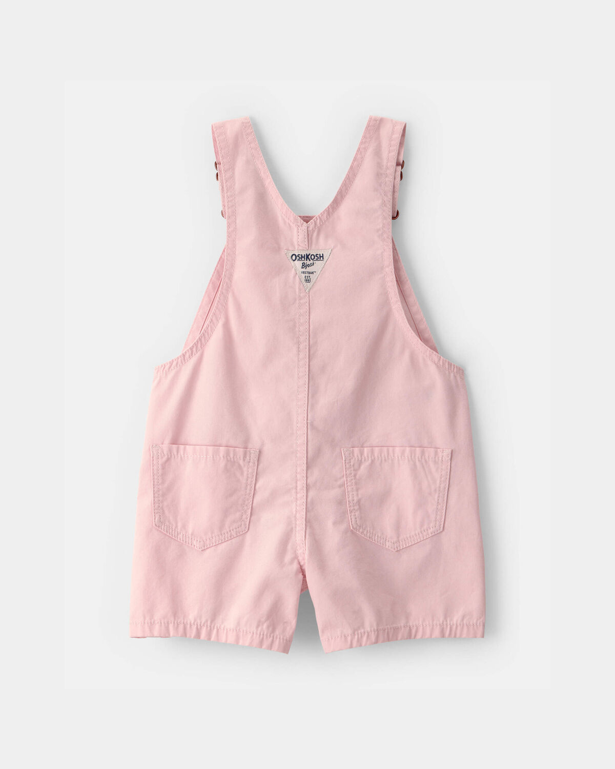 Toddler Girl Heart Pocket Canvas Shortall - Pink - Image 2