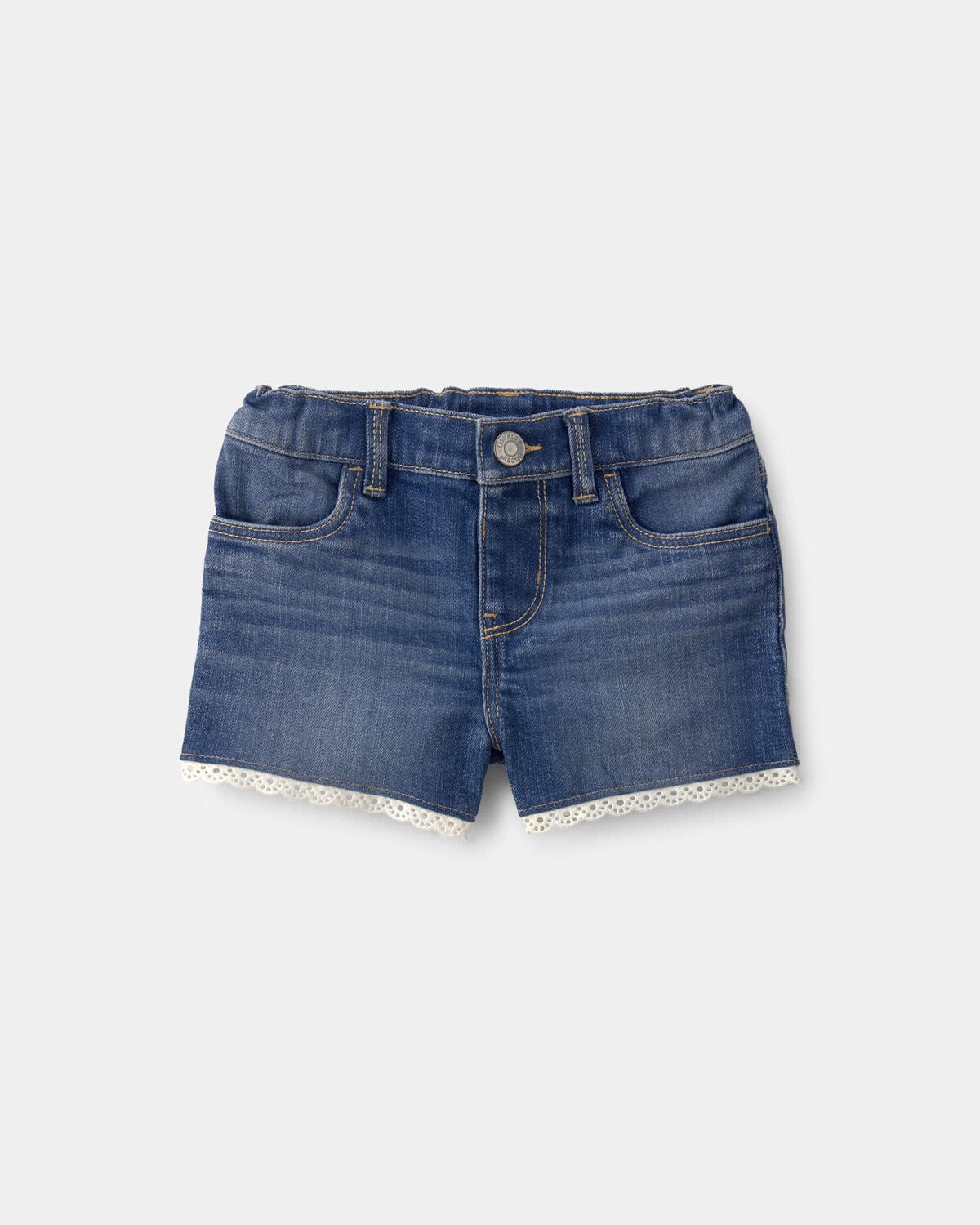 Toddler Girl Eyelet Trim Denim Shorts - Dark Wash