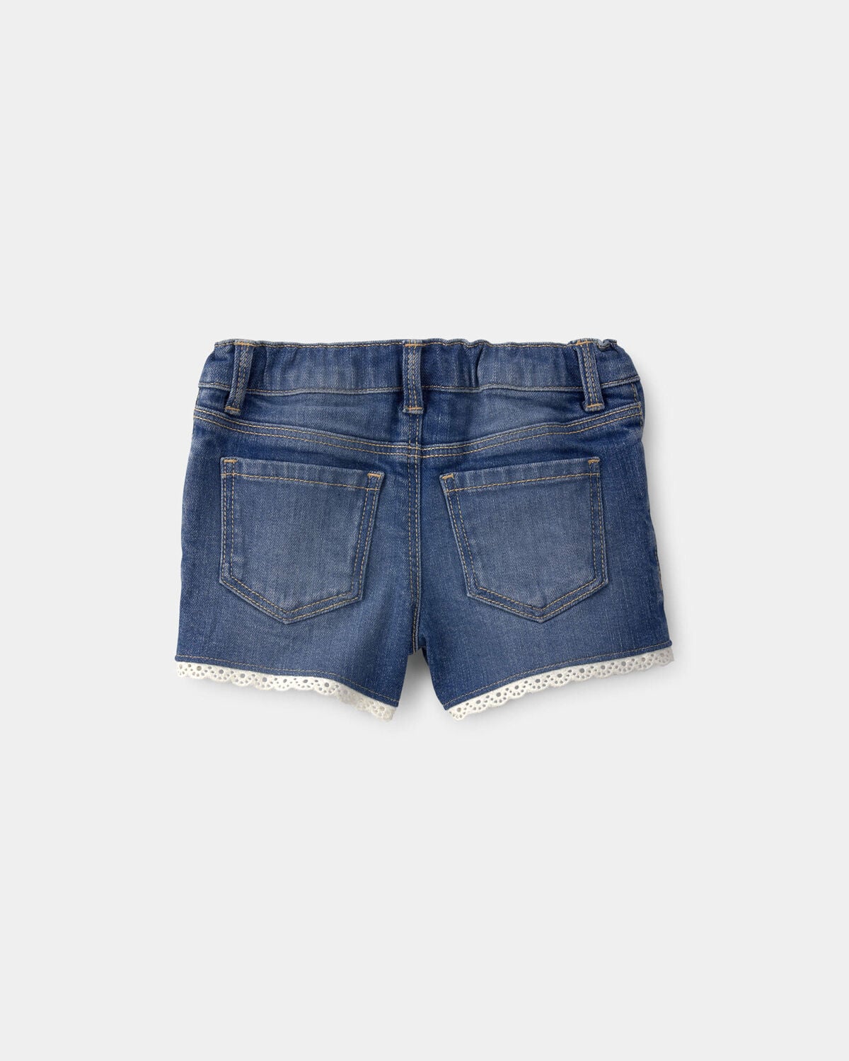 Toddler Girl Eyelet Trim Denim Shorts - Dark Wash - Image 2